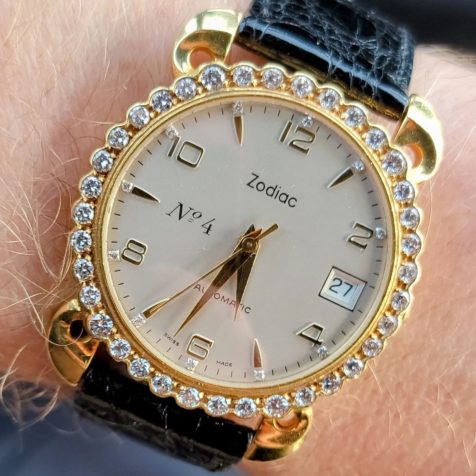 110th ZODIAC Anniversary Automatic Watch 18K Gold Diamond Bezel Limited Edition! - Image 11