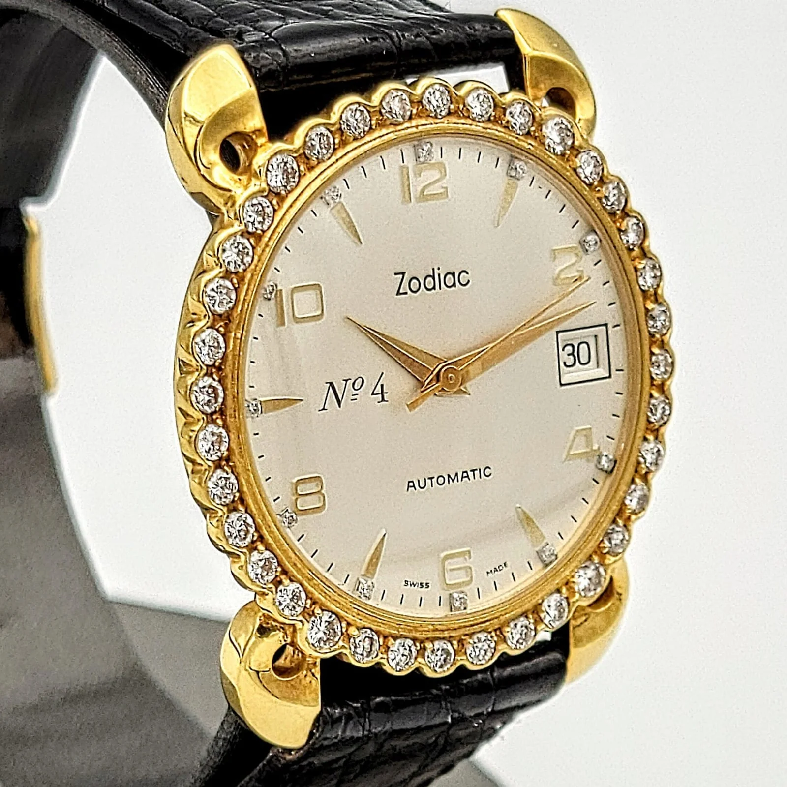 110th ZODIAC Anniversary Automatic Watch 18K Gold Diamond Bezel Limited Edition! - Image 4
