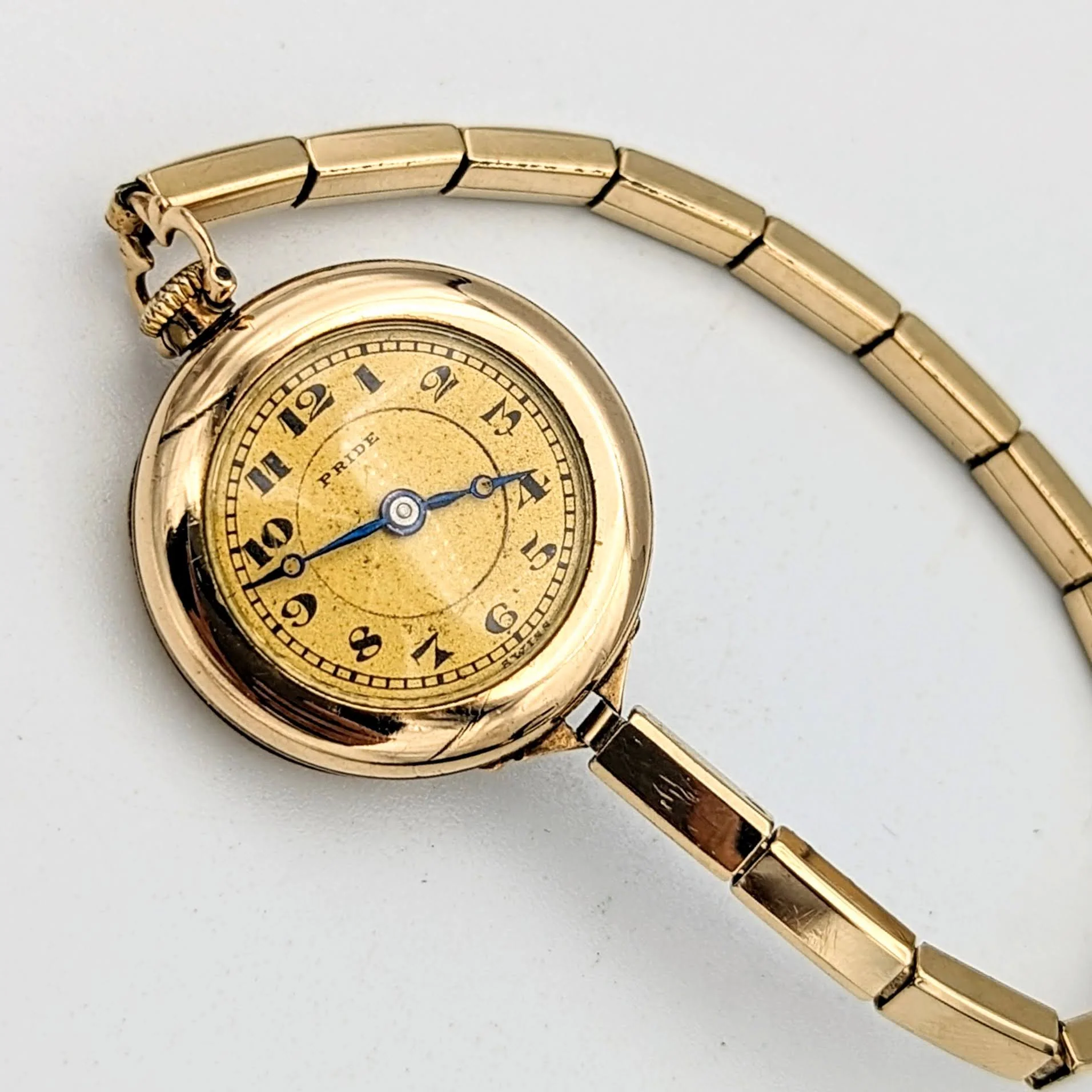 1890s PRIDE Transitional Wristwatch Swiss Movement 15 Jewels 2 Adjustments 12K GF - Image 5