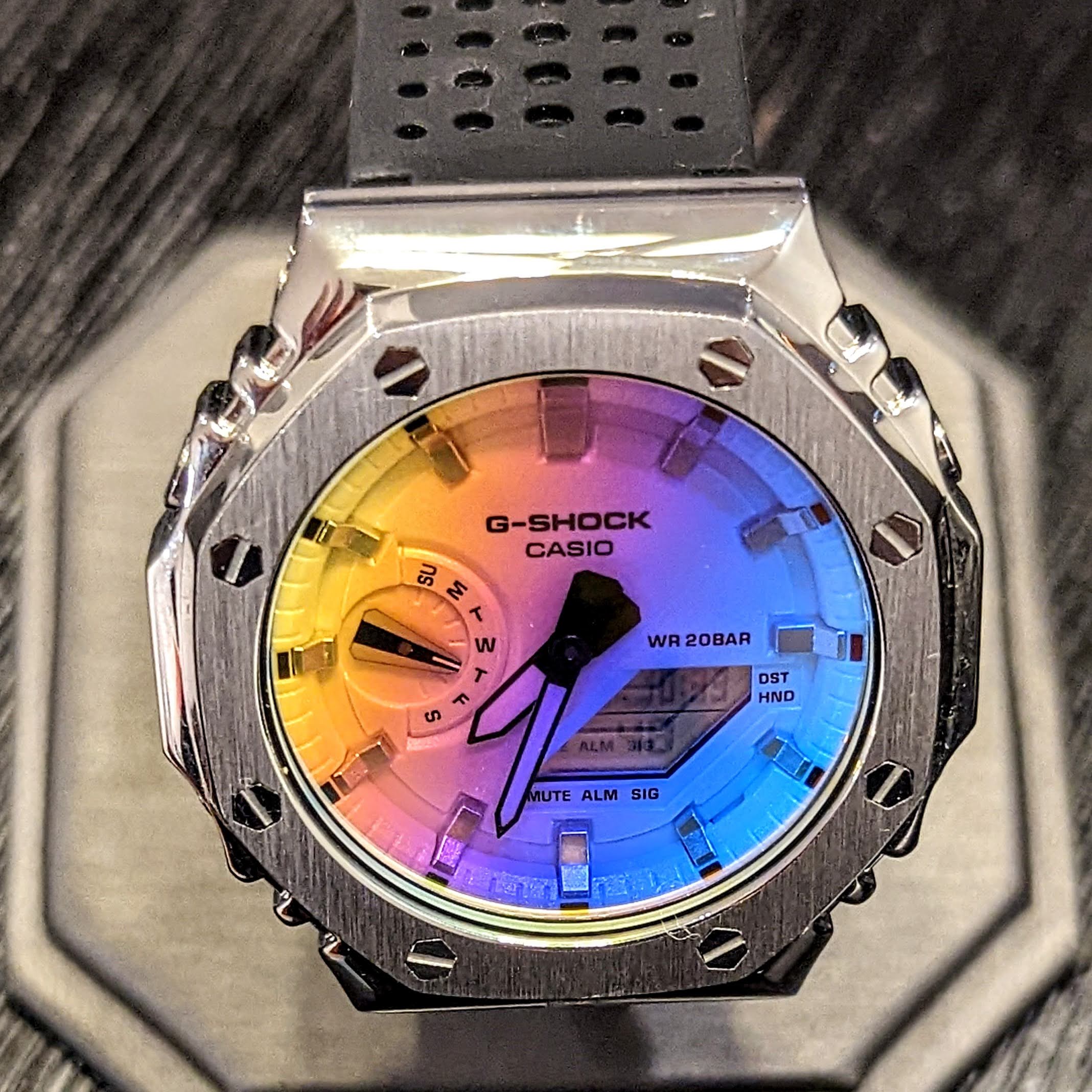Brand-New Custom Casio G-Shock Watch CASIO Iridescent Dial GA-2100SRS Wristwatch - Image 4