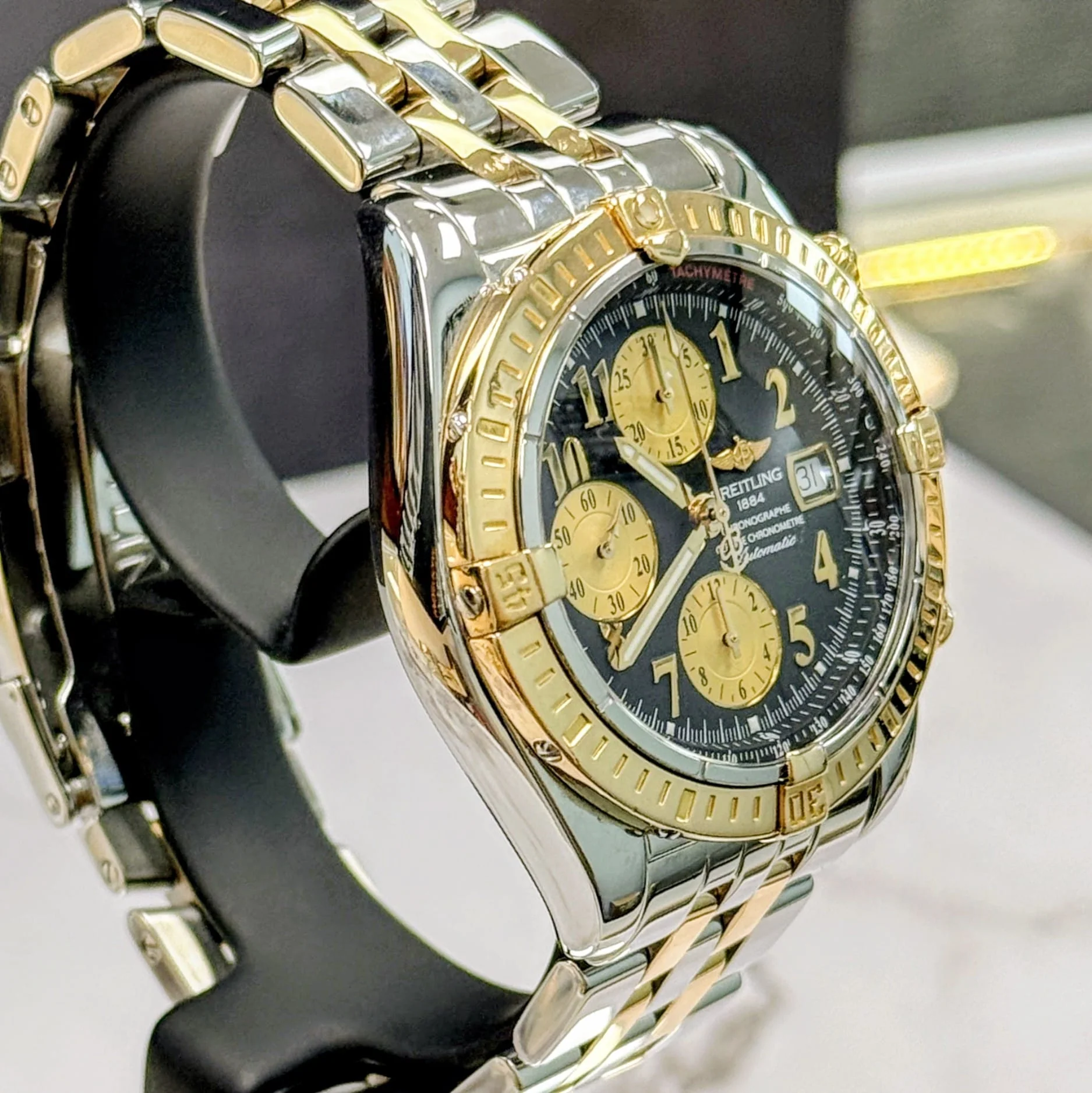 Breitling Chronomat Evolution Automatic Watch C13356 44mm 18K Rose Gold S.S. - Image 3