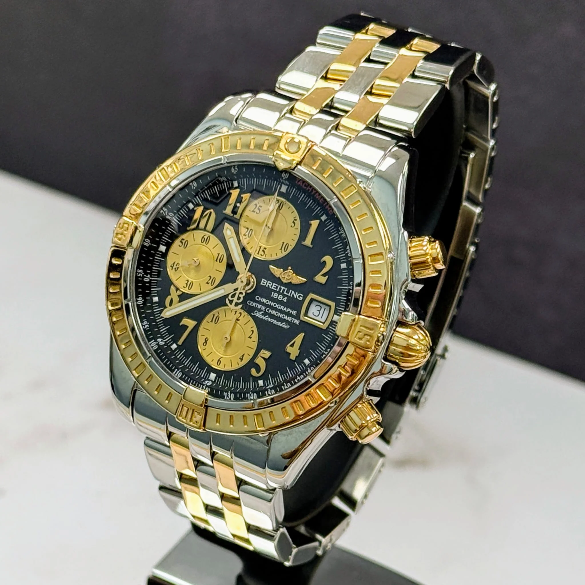 Breitling Chronomat Evolution Automatic Watch C13356 44mm 18K Rose Gold S.S. - Image 6