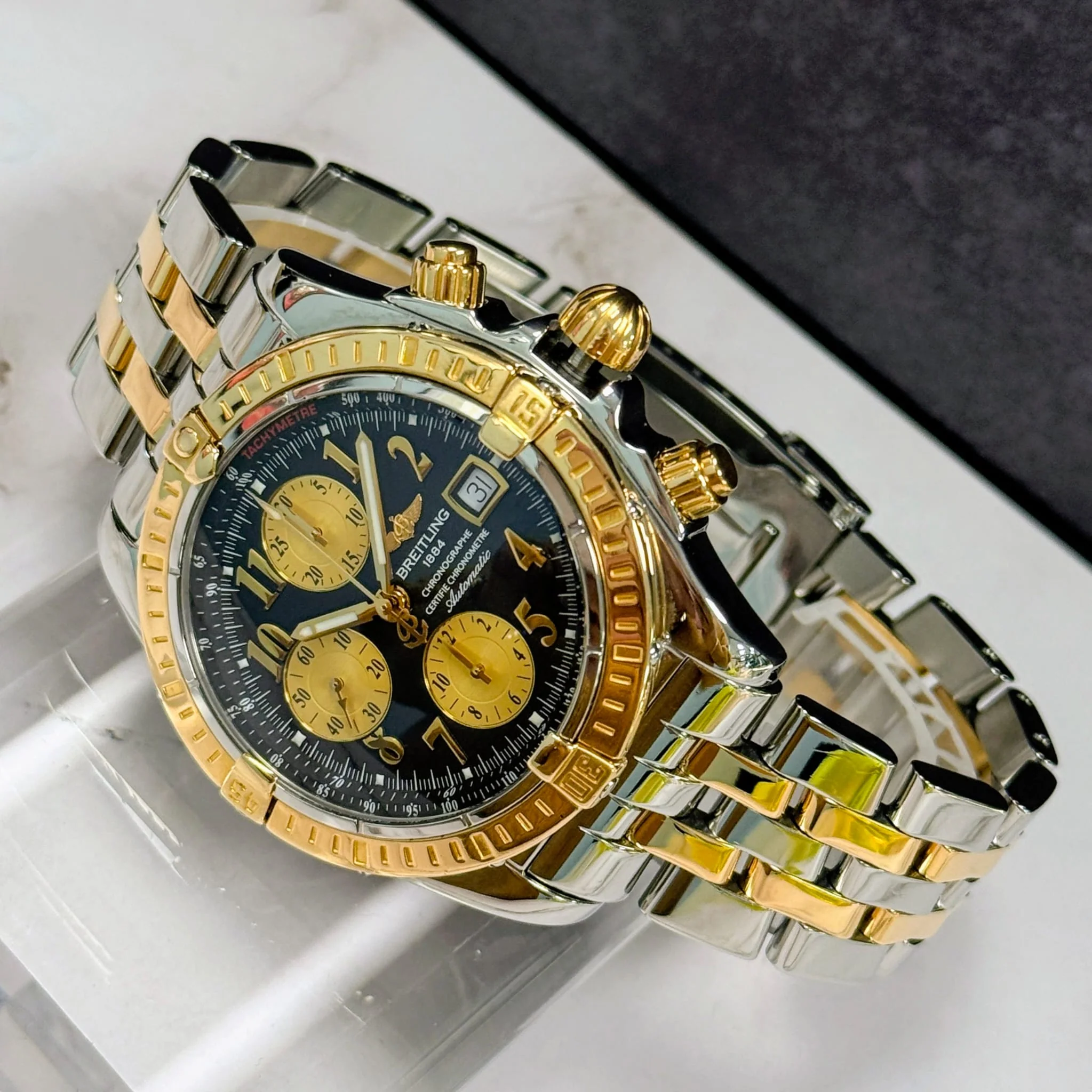 Breitling Chronomat Evolution Automatic Watch C13356 44mm 18K Rose Gold S.S. - Image 8