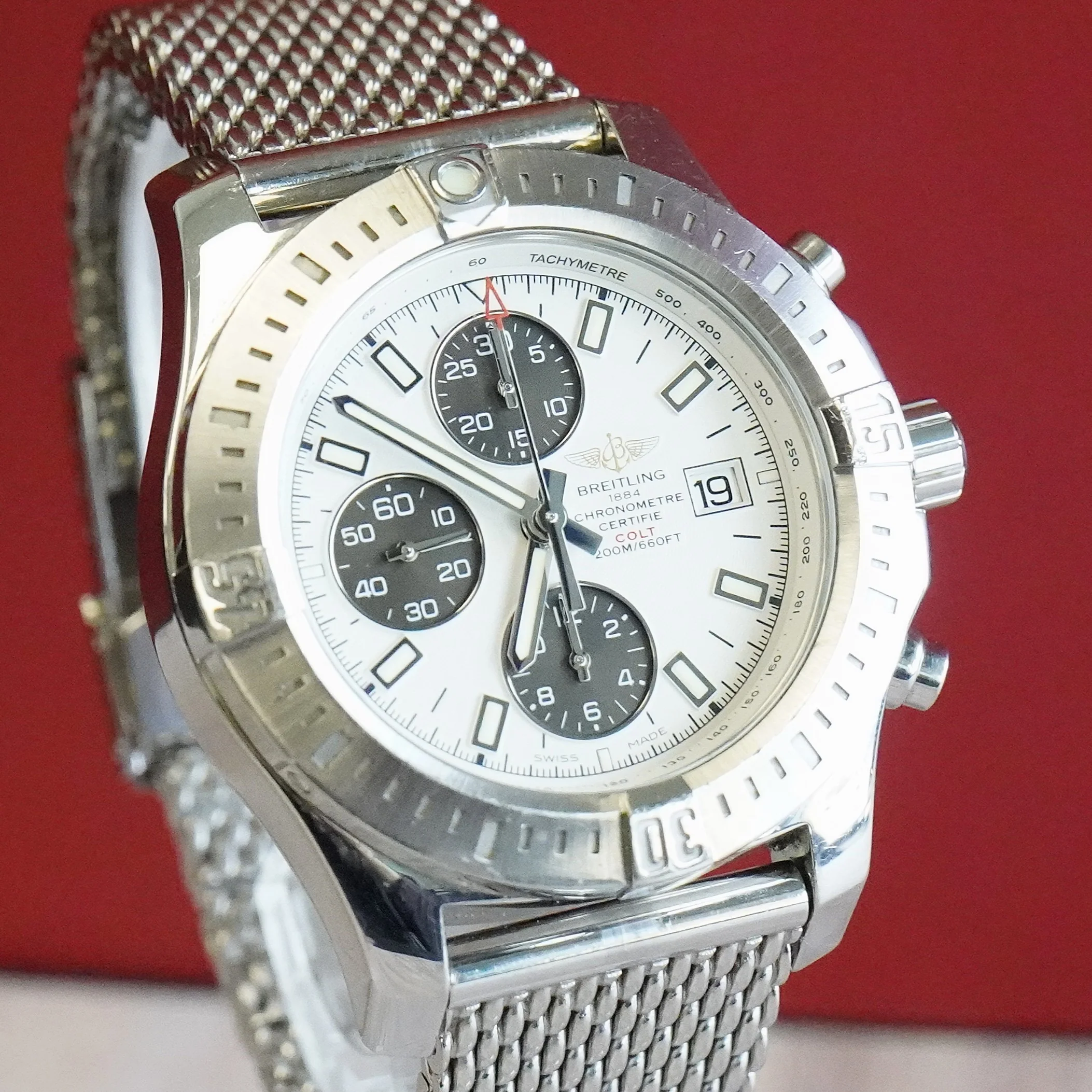 Breitling Colt Chronograph Automatic Watch A13388 Date 44mm ALL S.S. Mesh Band - Image 3