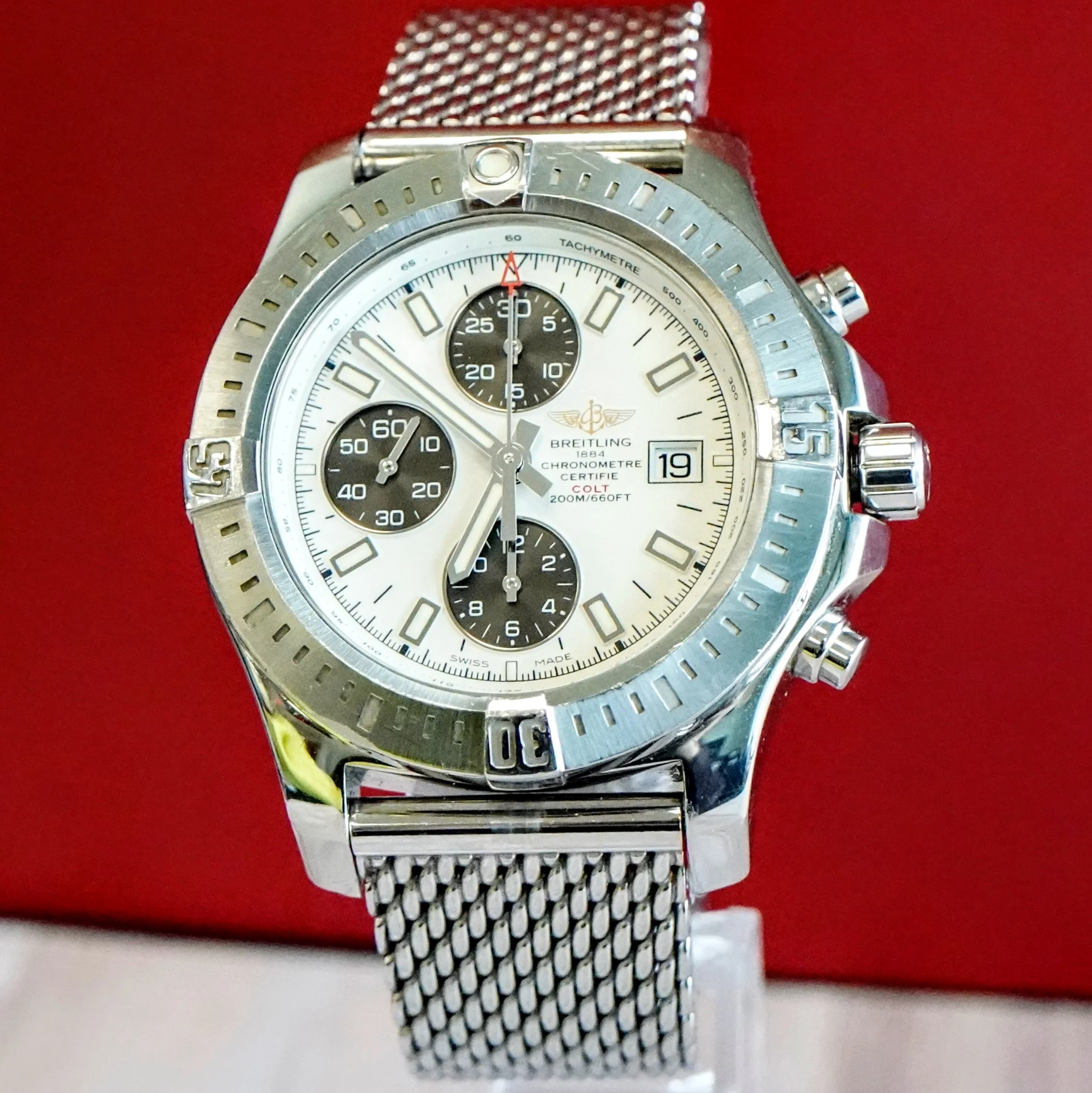Breitling Colt Chronograph Automatic Watch A13388 Date 44mm ALL S.S. Mesh Band - Image 4