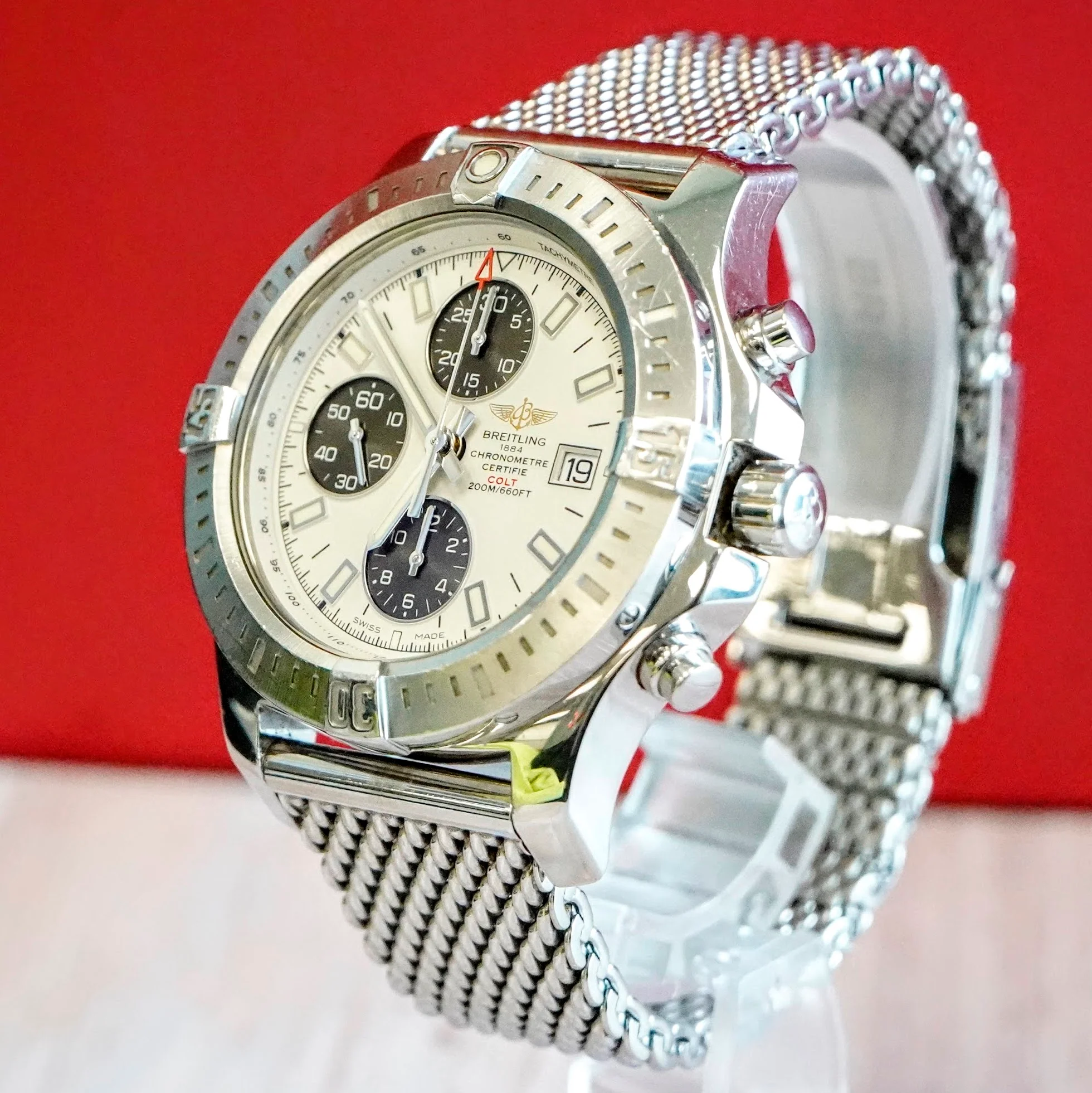 Breitling Colt Chronograph Automatic Watch A13388 Date 44mm ALL S.S. Mesh Band - Image 5