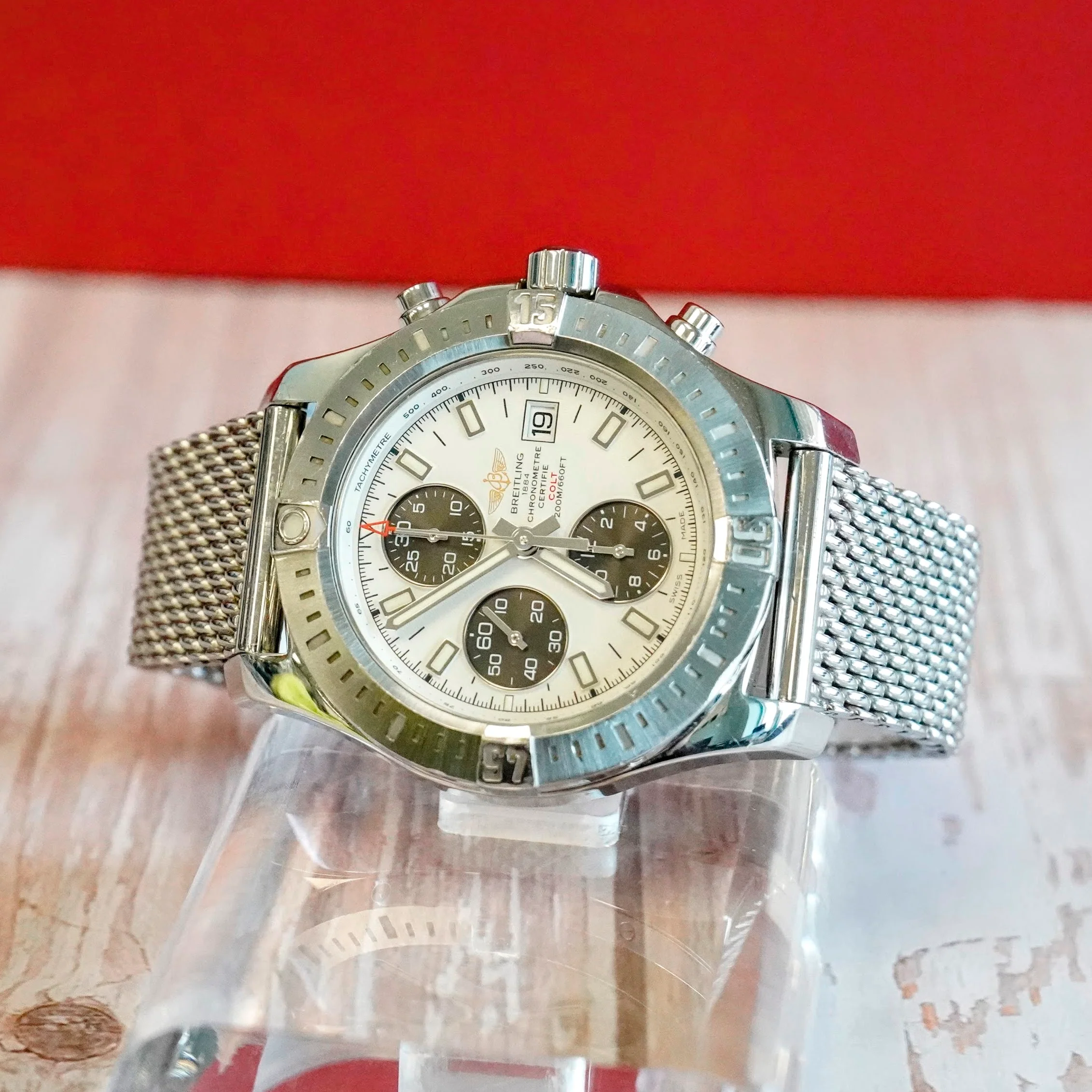 Breitling Colt Chronograph Automatic Watch A13388 Date 44mm ALL S.S. Mesh Band - Image 6