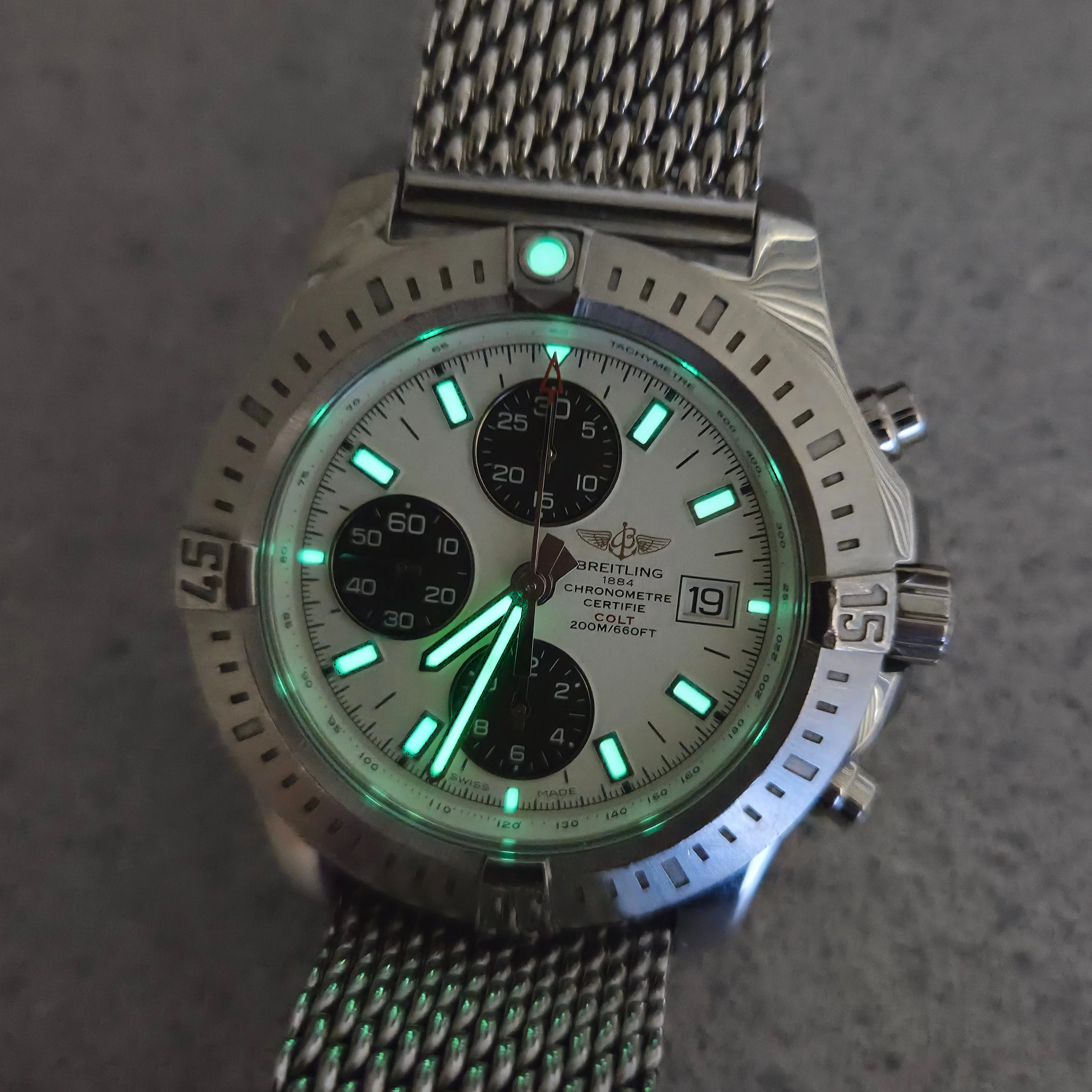 Breitling Colt Chronograph Automatic Watch A13388 Date 44mm ALL S.S. Mesh Band - Image 8