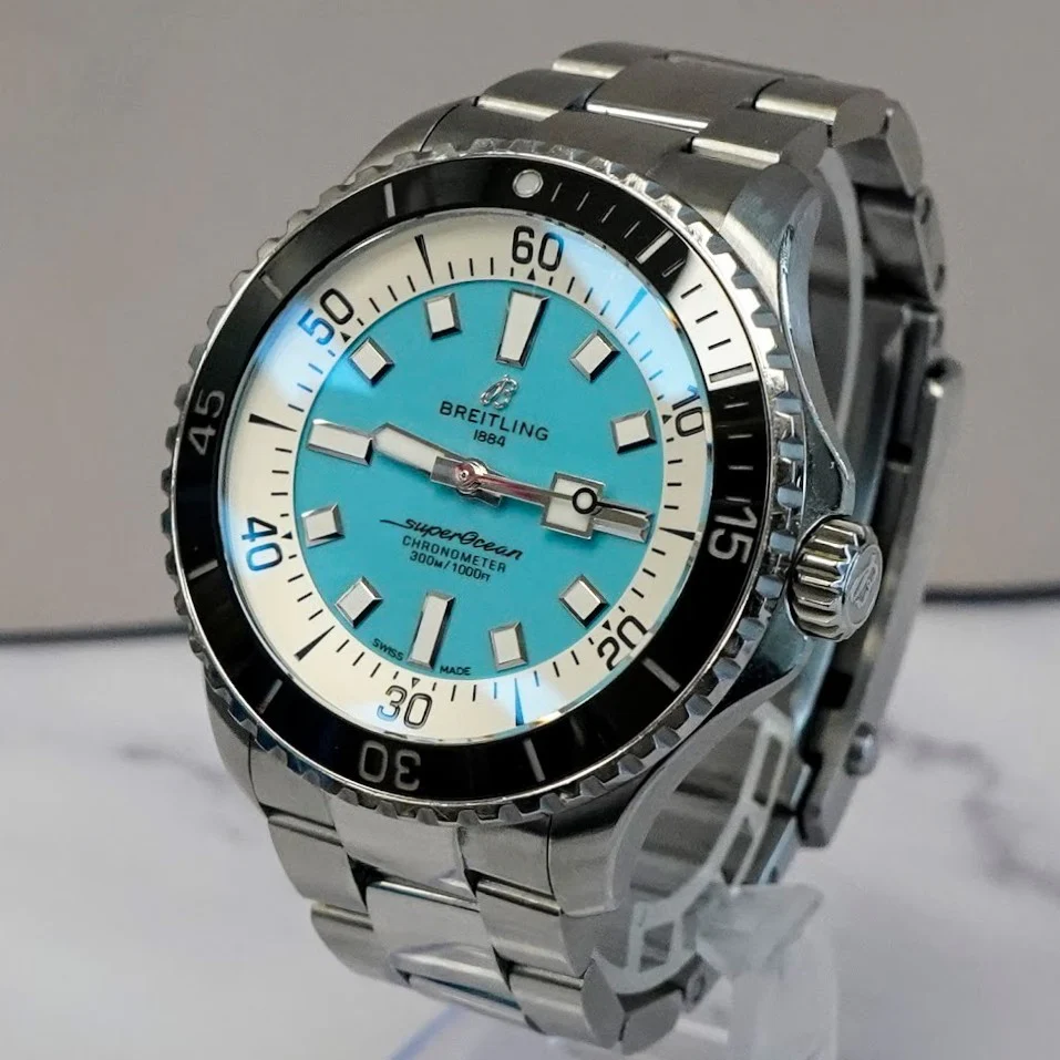 Breitling Superocean Automatic Watch A17376 Chronometer Turquoise Dial 44mm ALL S.S. - Image 3