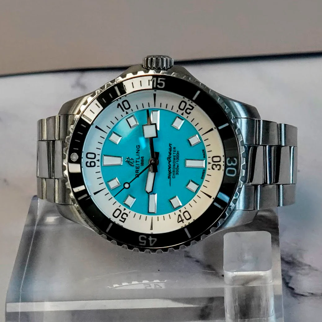 Breitling Superocean Automatic Watch A17376 Chronometer Turquoise Dial 44mm ALL S.S. - Image 7