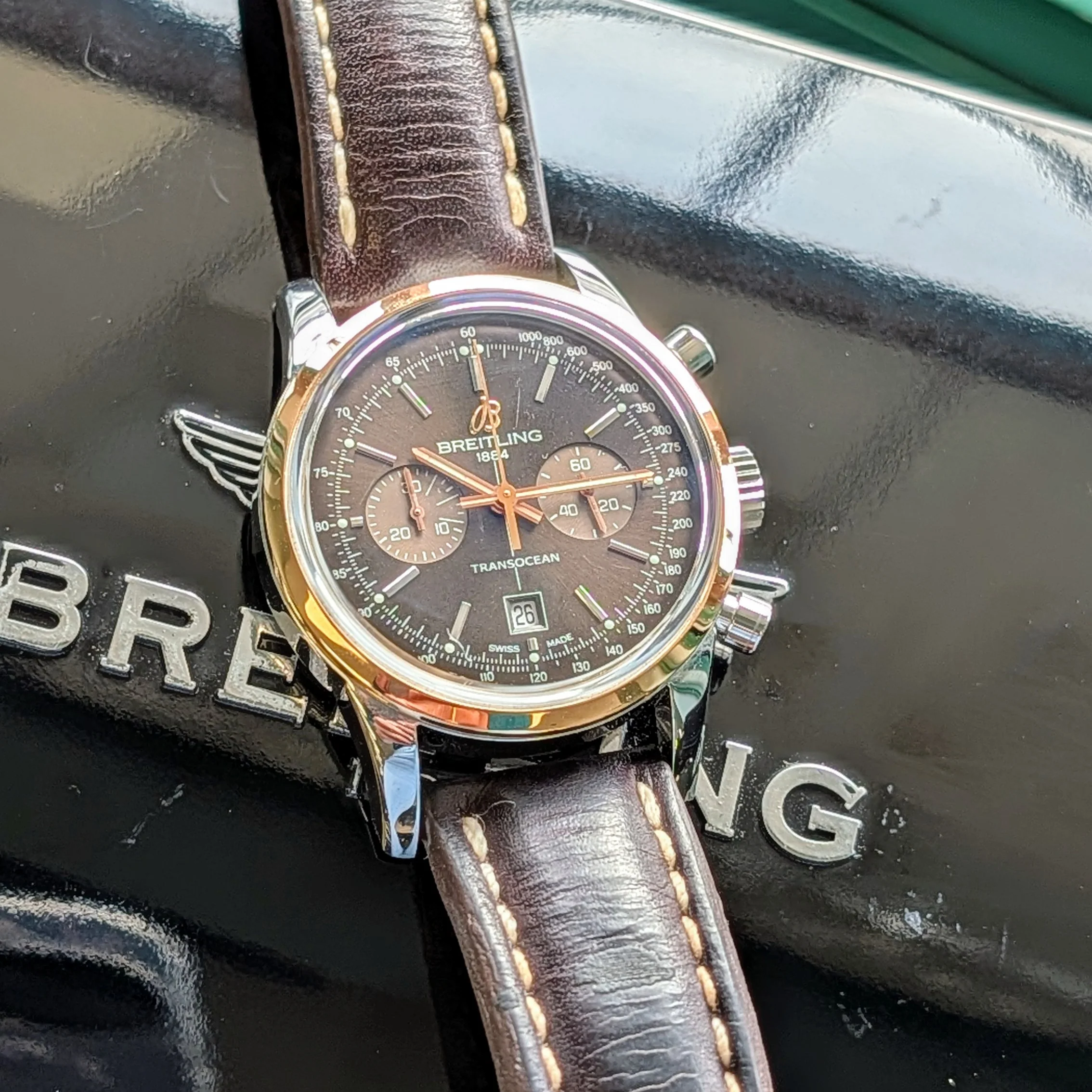 Breitling Transocean Chronograph 38 Watch U41310 Two-Tone Automatic Wristwatch - Image 15