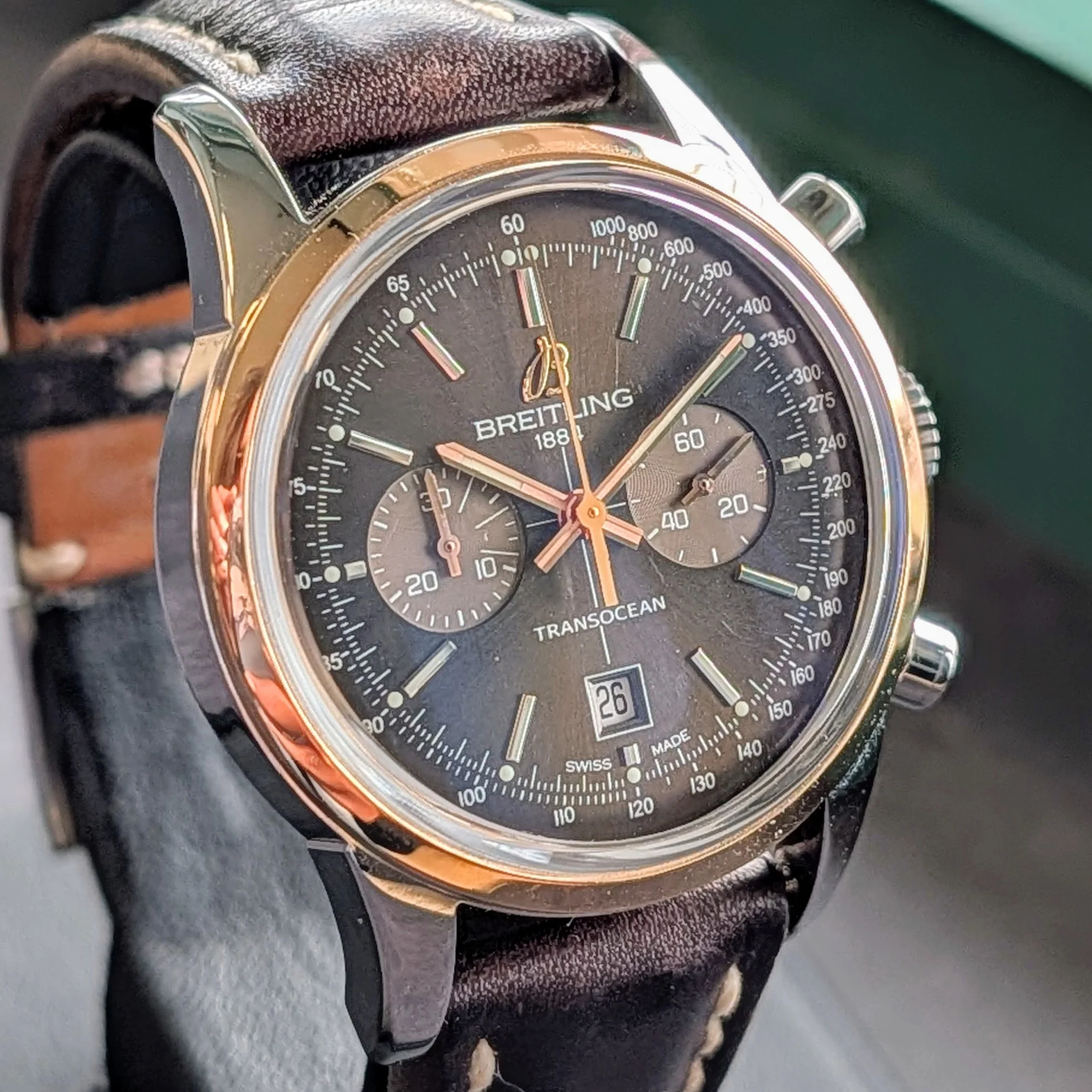 Breitling Transocean Chronograph 38 Watch U41310 Two-Tone Automatic Wristwatch - Image 7