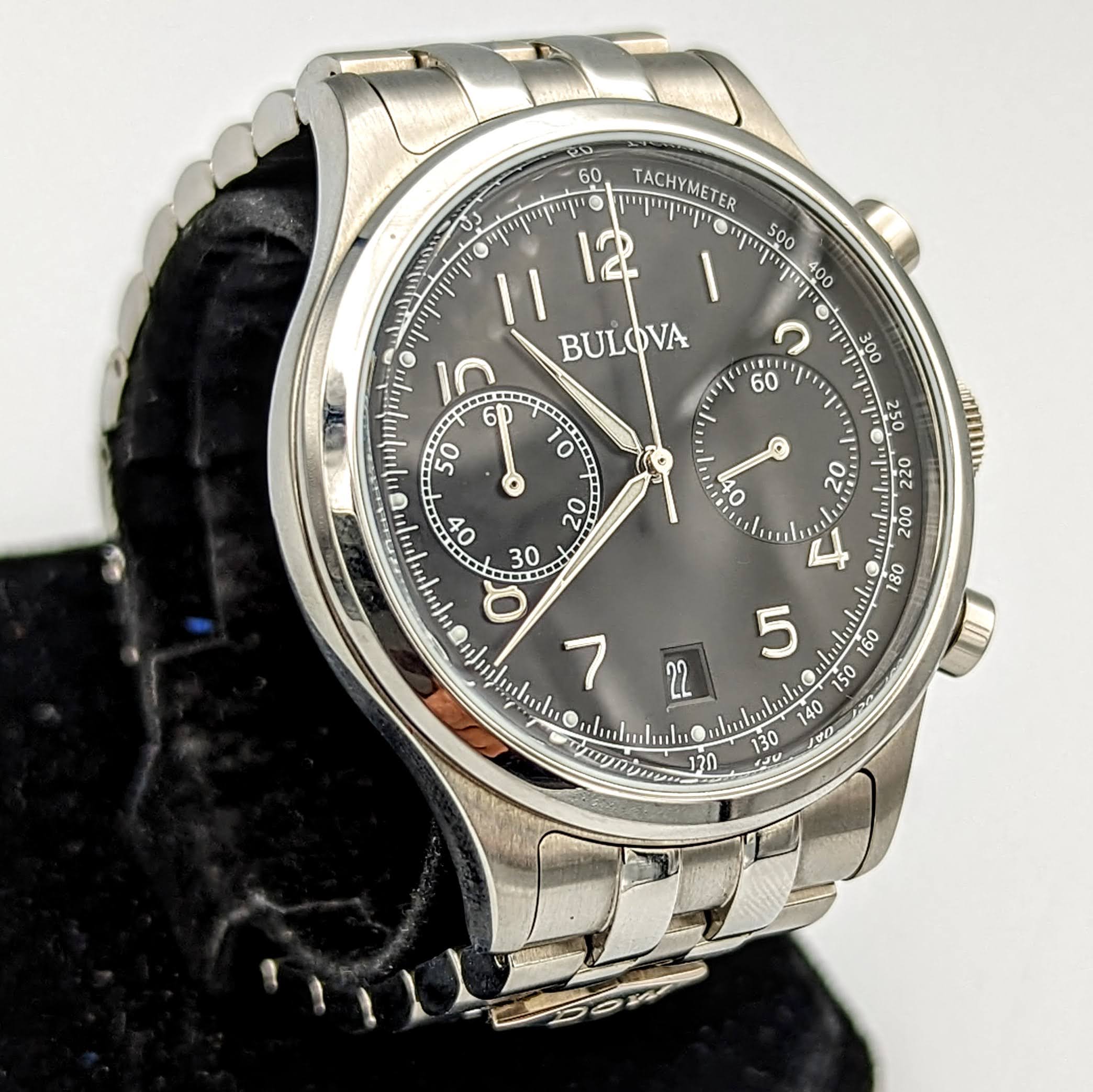 BULOVA Classic Chronograph Watch 43mm Quartz Wristwatch - ALL S.S. - Image 3