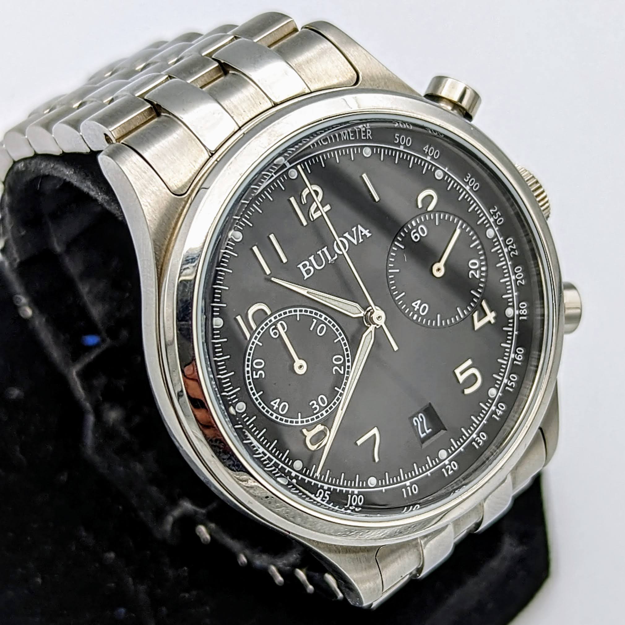 BULOVA Classic Chronograph Watch 43mm Quartz Wristwatch - ALL S.S. - Image 4