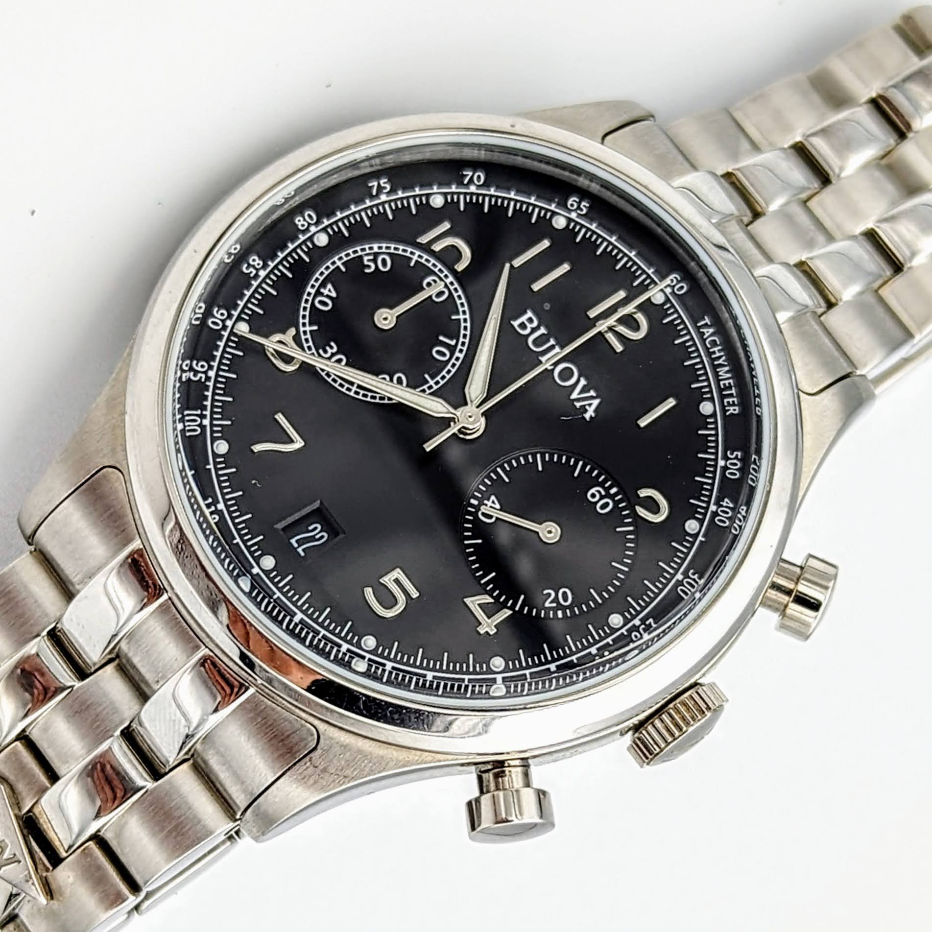 BULOVA Classic Chronograph Watch 43mm Quartz Wristwatch - ALL S.S. - Image 6