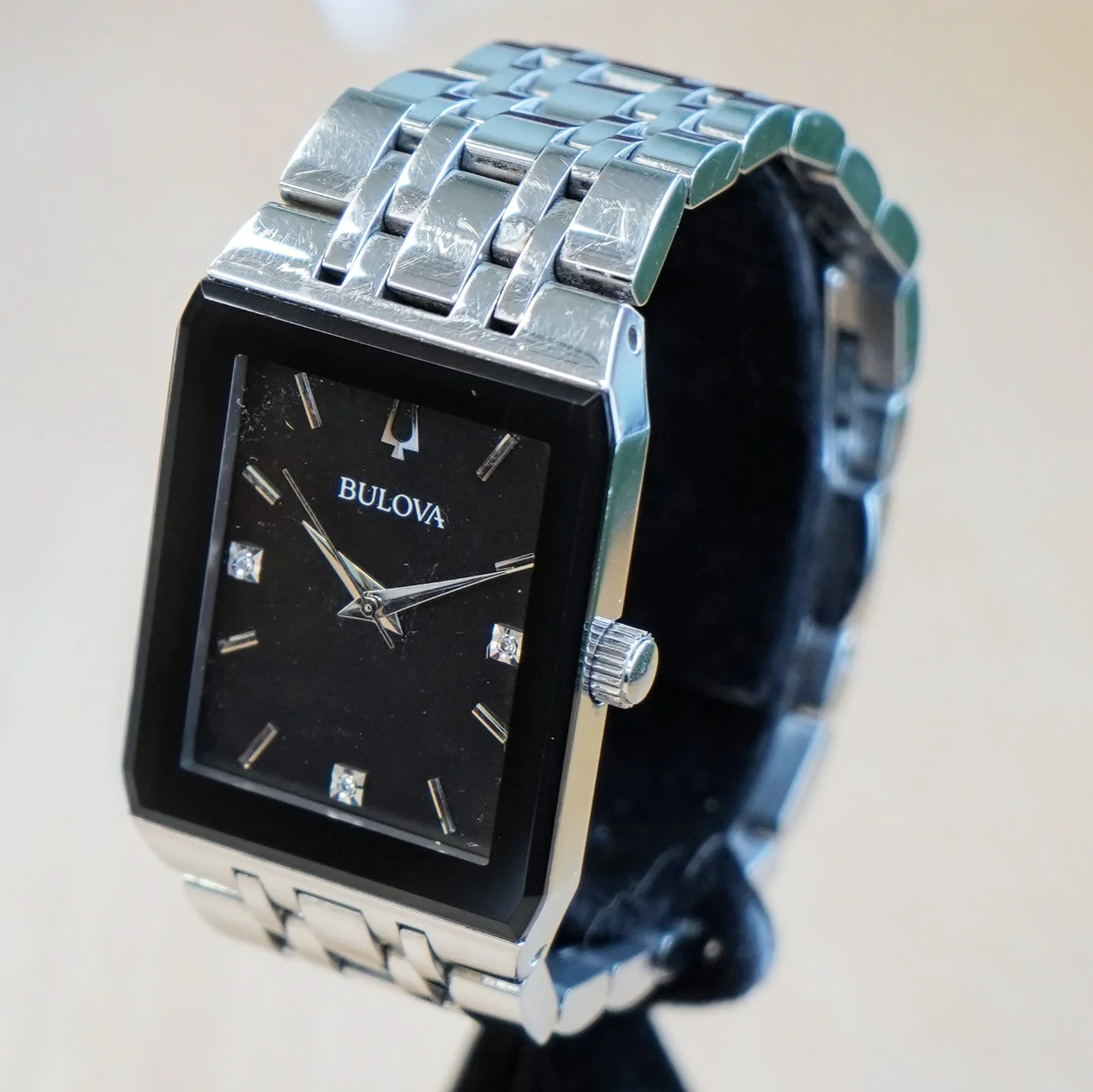 BULOVA Modern Quadra Watch 96D145 ALL S.S. Diamond Dial ALL Original in Box! - Image 4