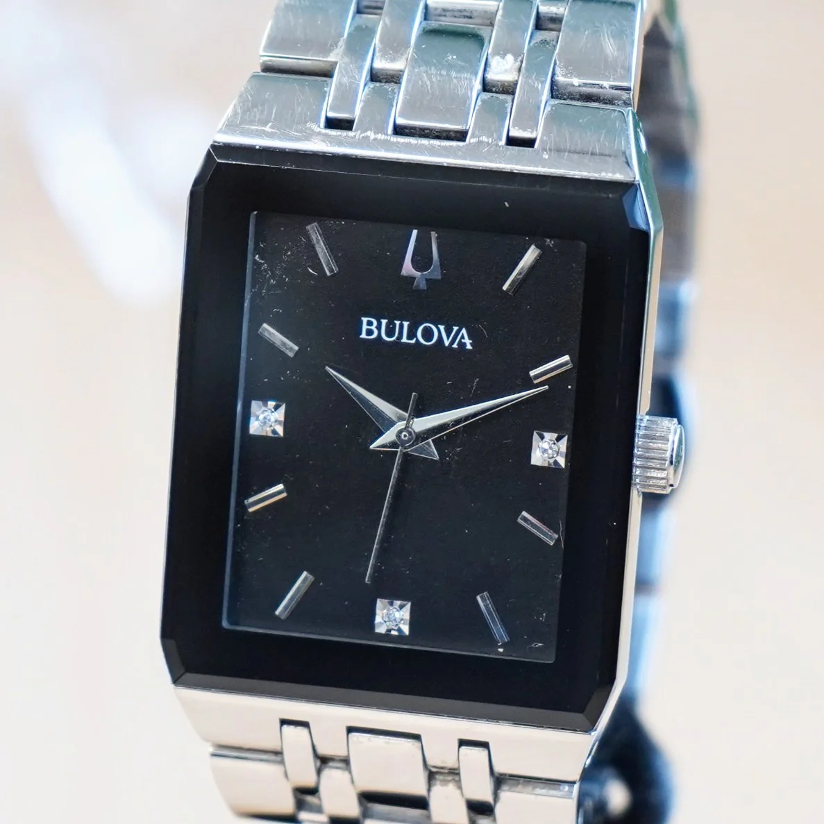 BULOVA Modern Quadra Watch 96D145 ALL S.S. Diamond Dial ALL Original in Box! - Image 5