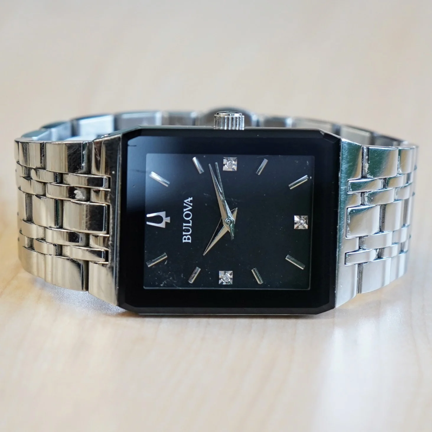 BULOVA Modern Quadra Watch 96D145 ALL S.S. Diamond Dial ALL Original in Box! - Image 6