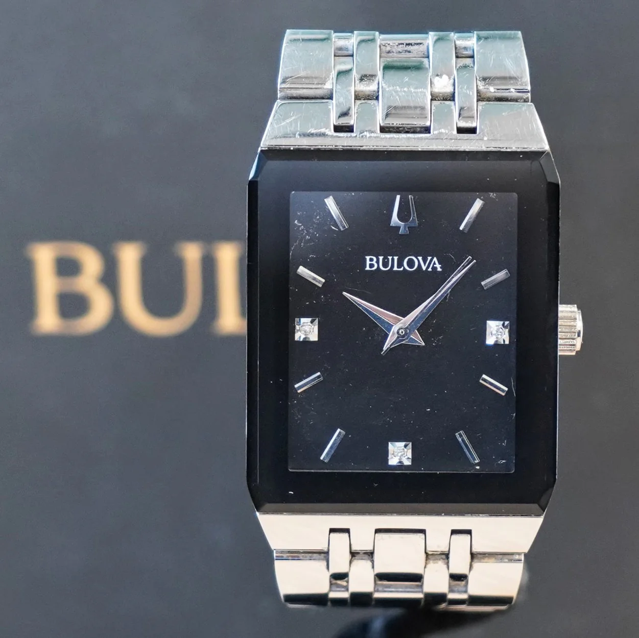 BULOVA Modern Quadra Watch 96D145 ALL S.S. Diamond Dial ALL Original in Box! - Image 8