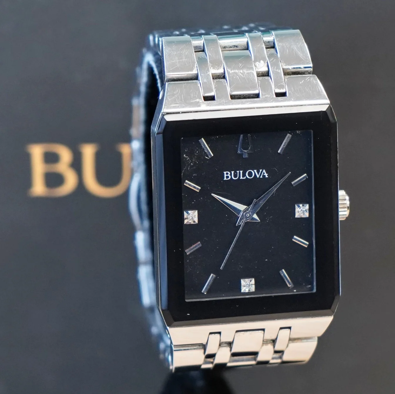 BULOVA Modern Quadra Watch 96D145 ALL S.S. Diamond Dial ALL Original in Box! - Image 9