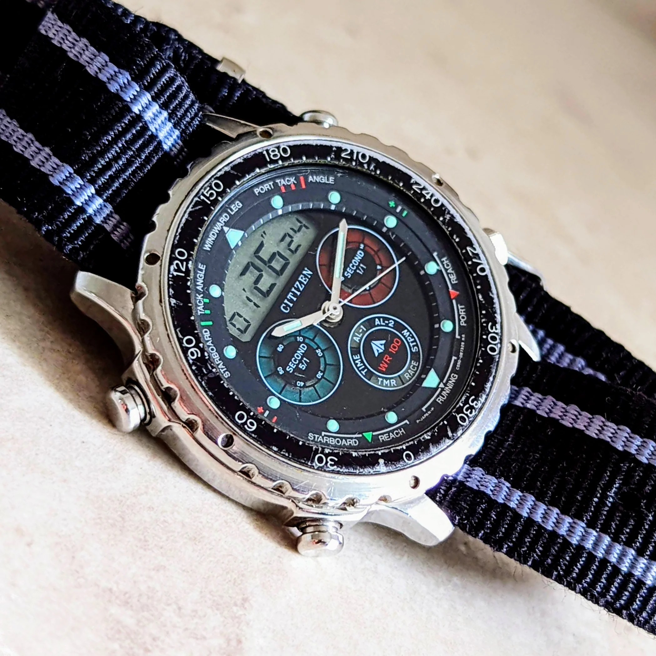 CITIZEN Promaster Yacht Timer Watch Digital - Analog Vintage Quartz Wristwatch - Image 7