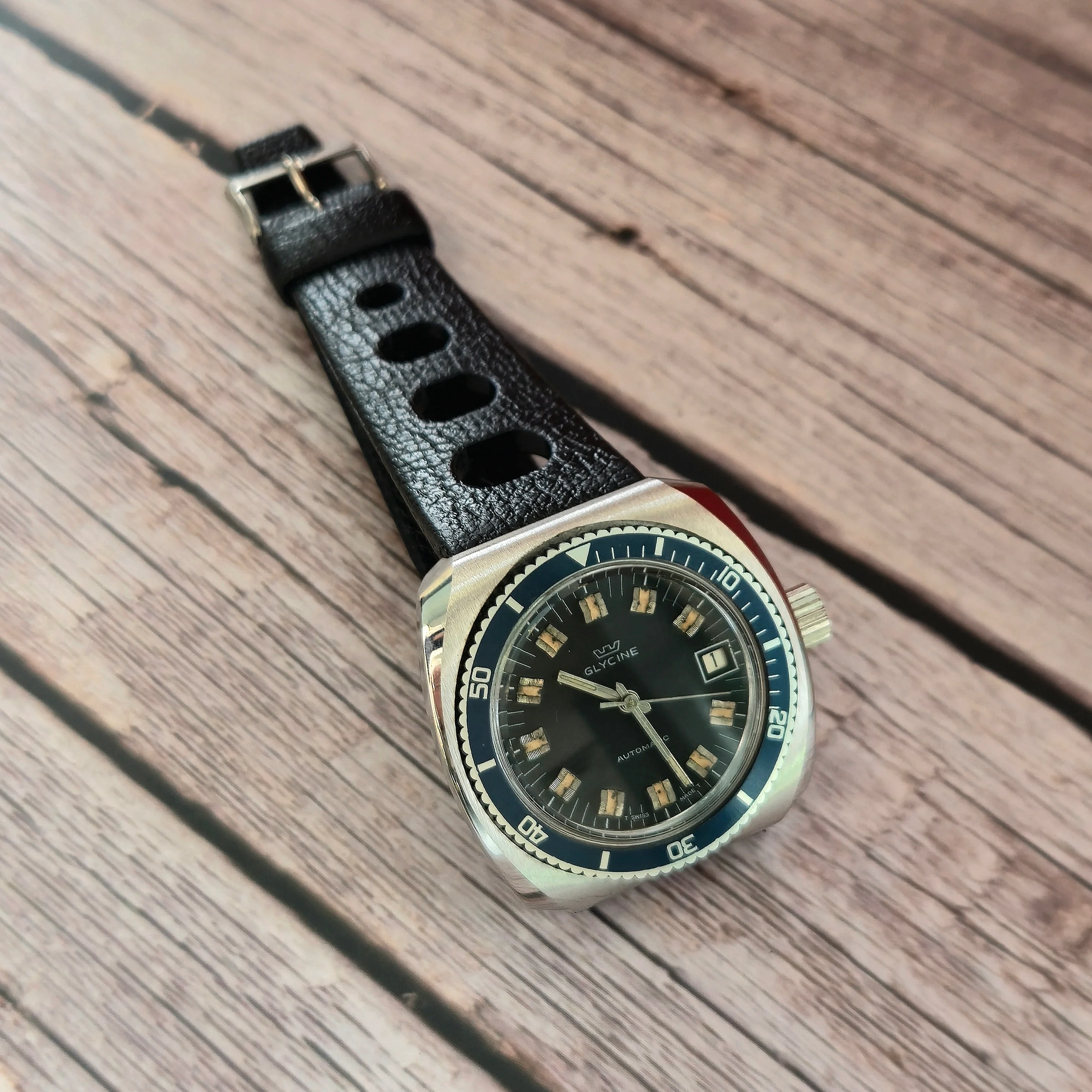 Vintage Glycine Airman Automatic Watch 313 144 Date Black Dial Diver Wristwatch - Image 10