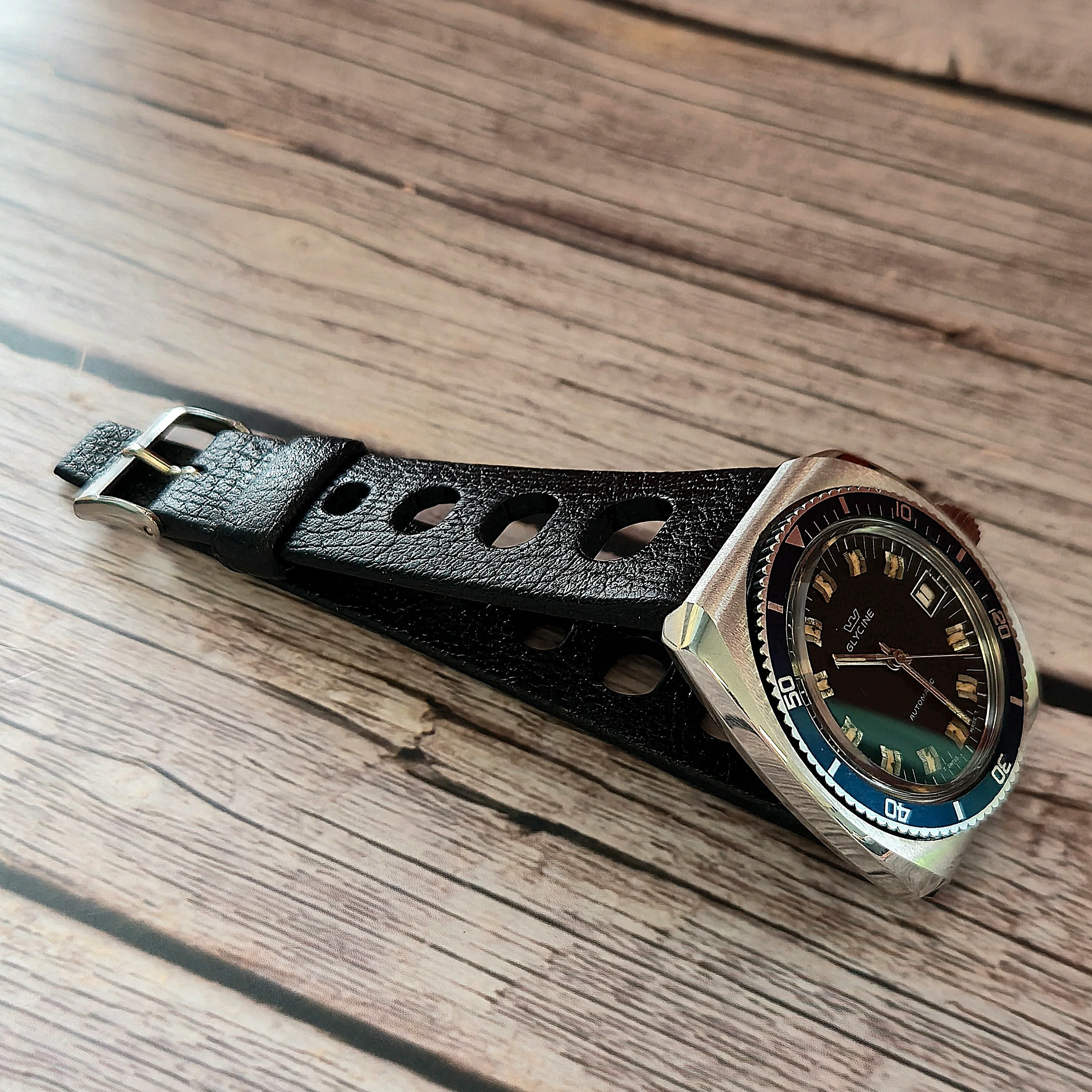 Vintage Glycine Airman Automatic Watch 313 144 Date Black Dial Diver Wristwatch - Image 11