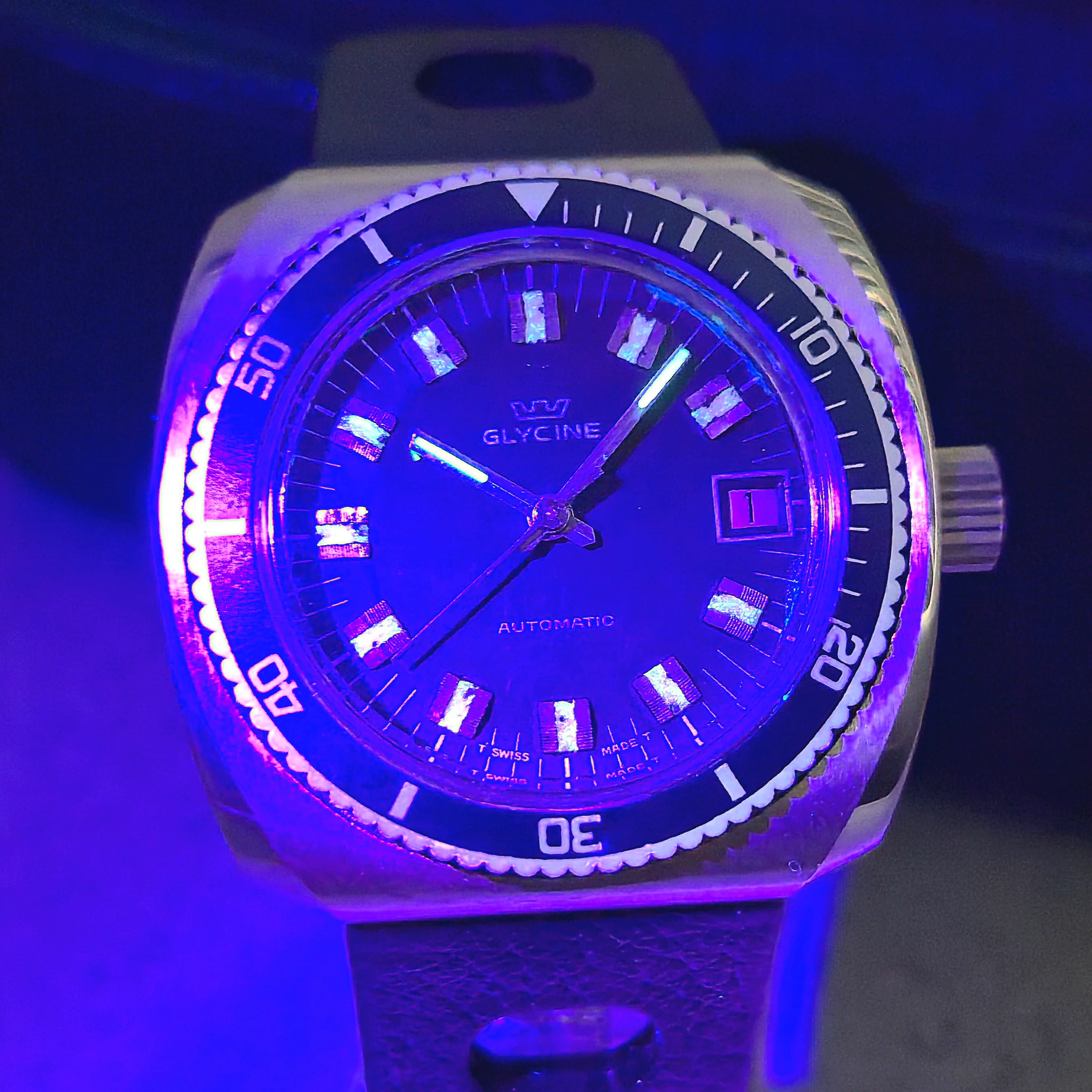 Vintage Glycine Airman Automatic Watch 313 144 Date Black Dial Diver Wristwatch - Image 7