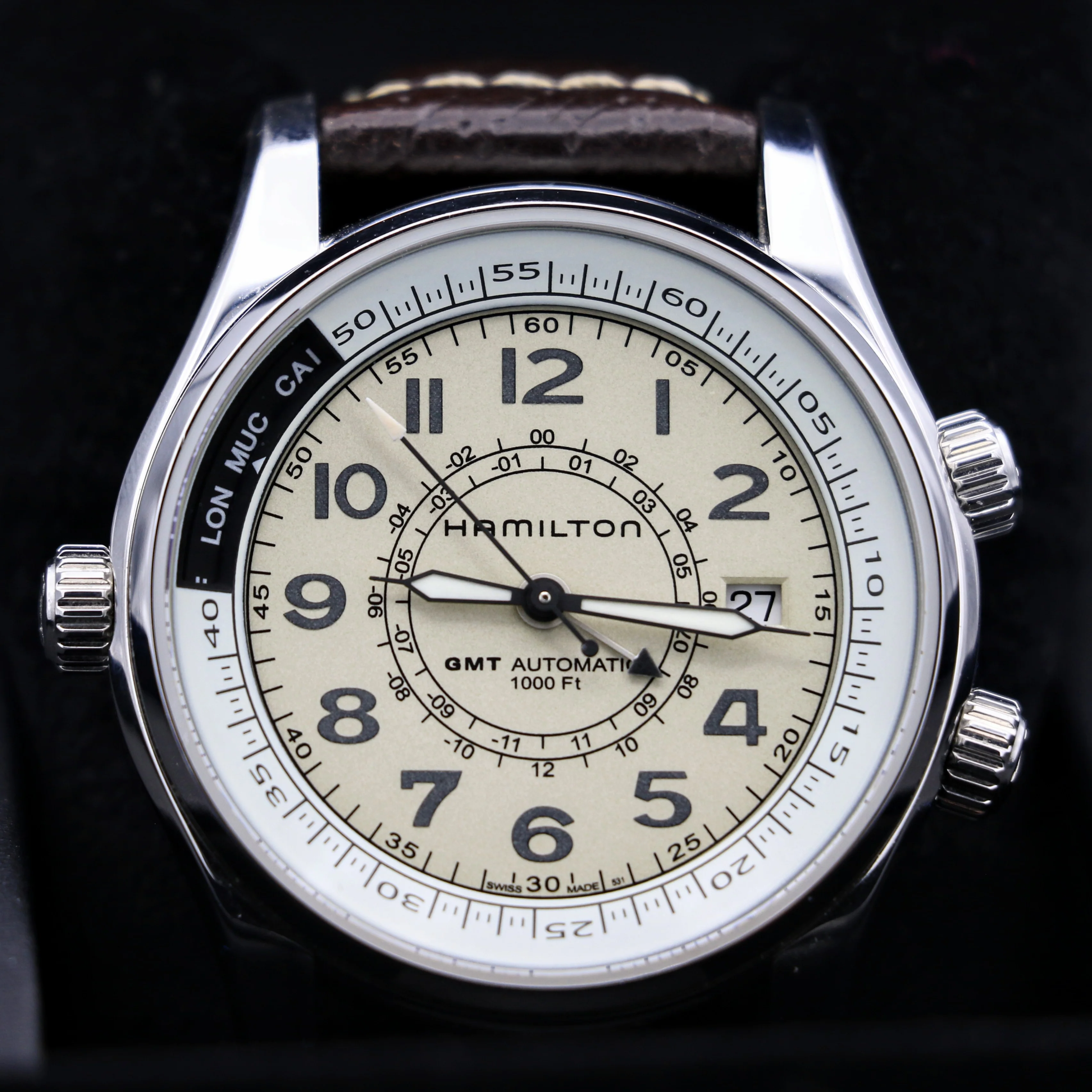 HAMILTON Khaki Skymaster Pilot GMT Automatic Wristwatch Swiss Original Box - Image 3