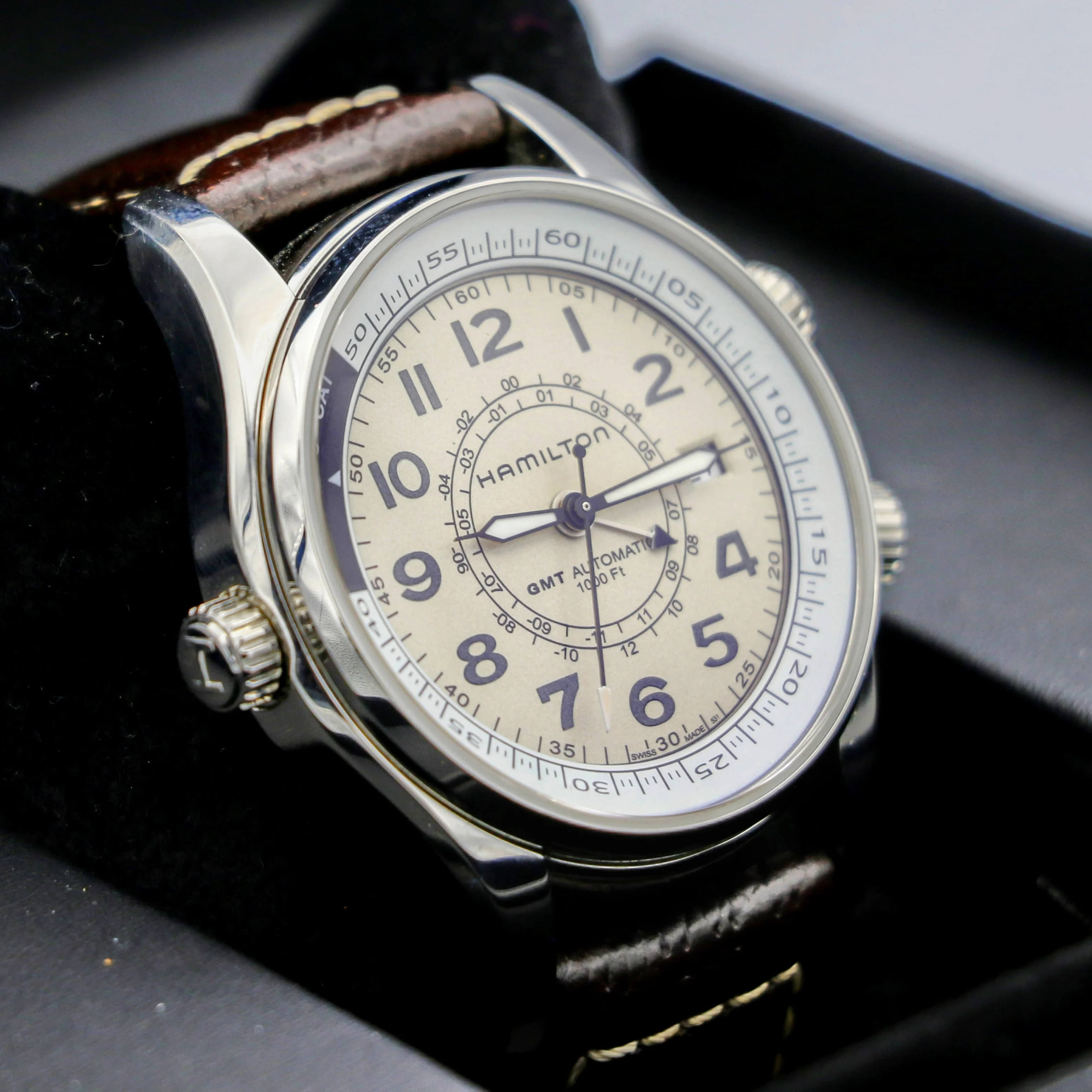 HAMILTON Khaki Skymaster Pilot GMT Automatic Wristwatch Swiss Original Box - Image 6