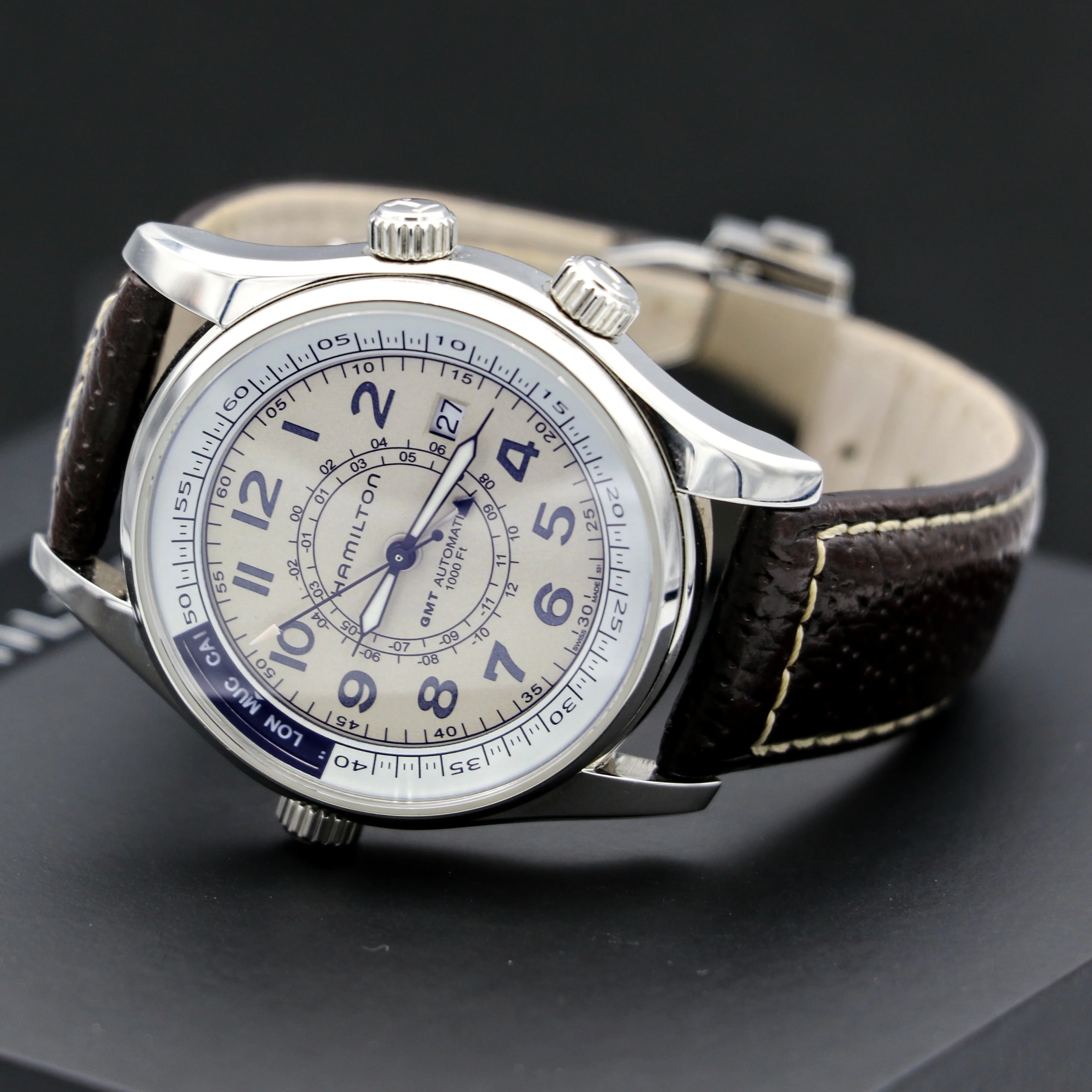 HAMILTON Khaki Skymaster Pilot GMT Automatic Wristwatch Swiss Original Box - Image 7