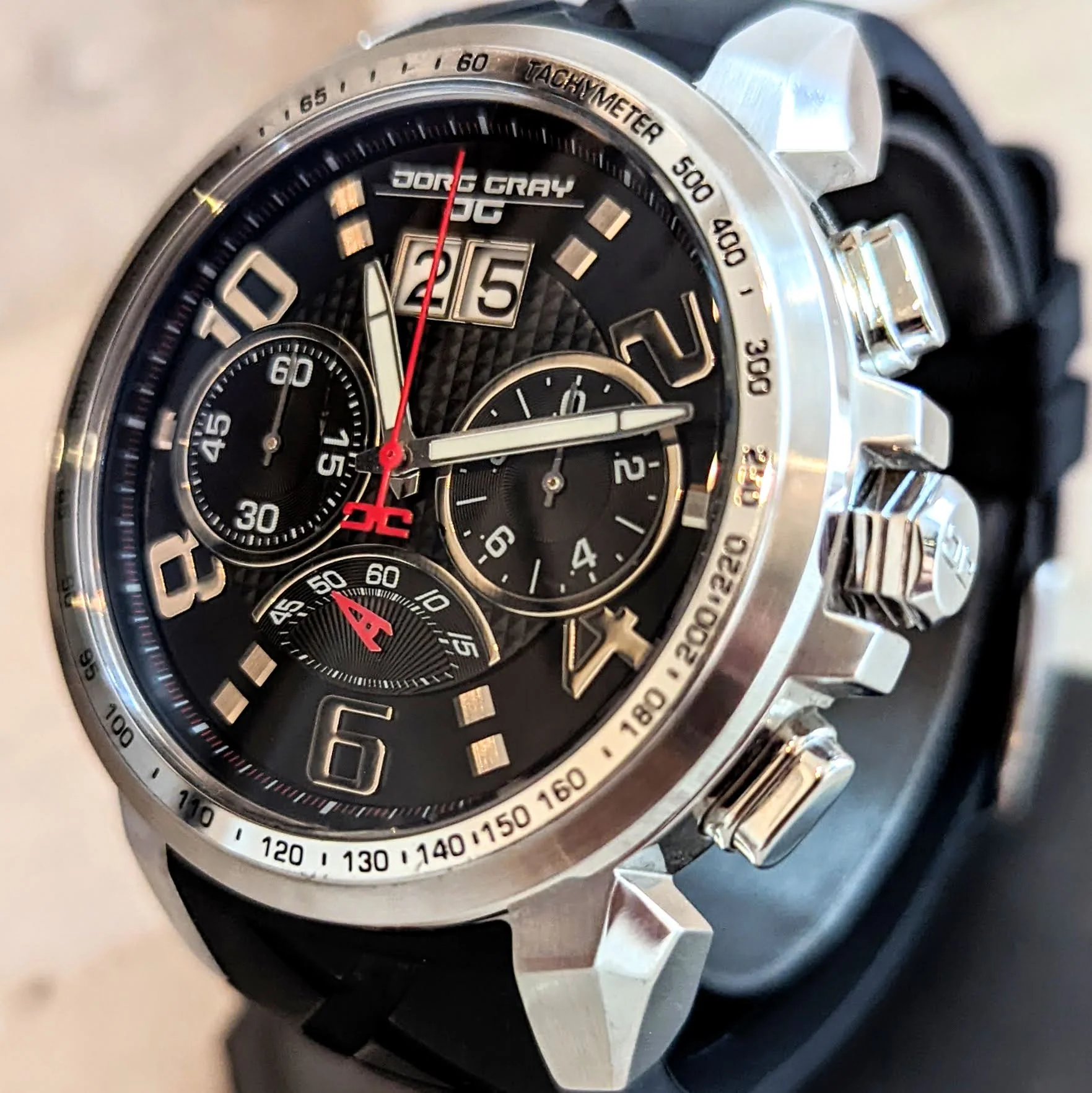 JORG GRAY JG5600-21 Chronograph Wristwatch Steel Black Dial 48mm - Image 4