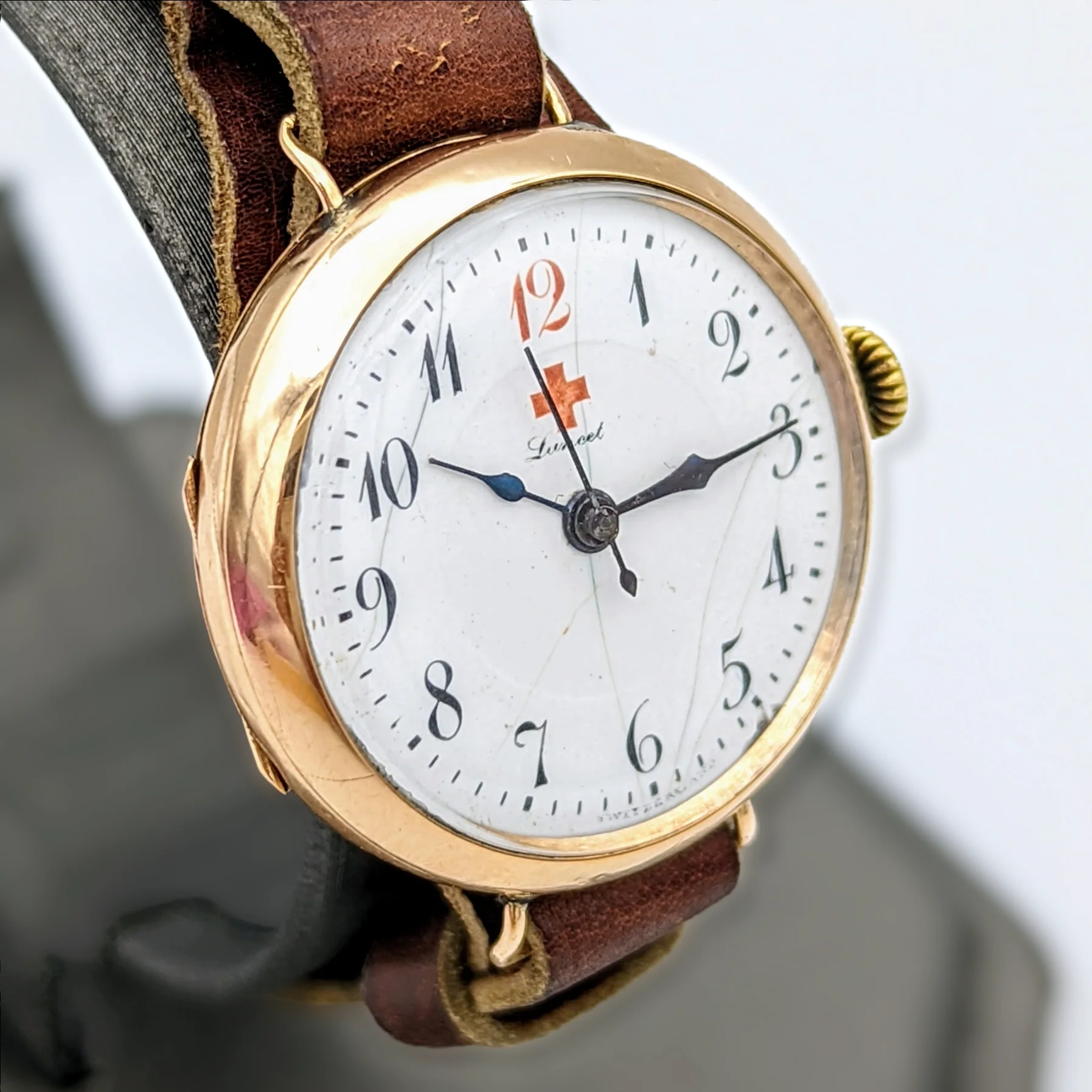 Lancet Red Cross Medical Wristwatch - WWI Trench Watch - REBBERG Movement 7 Jewels - Image 9