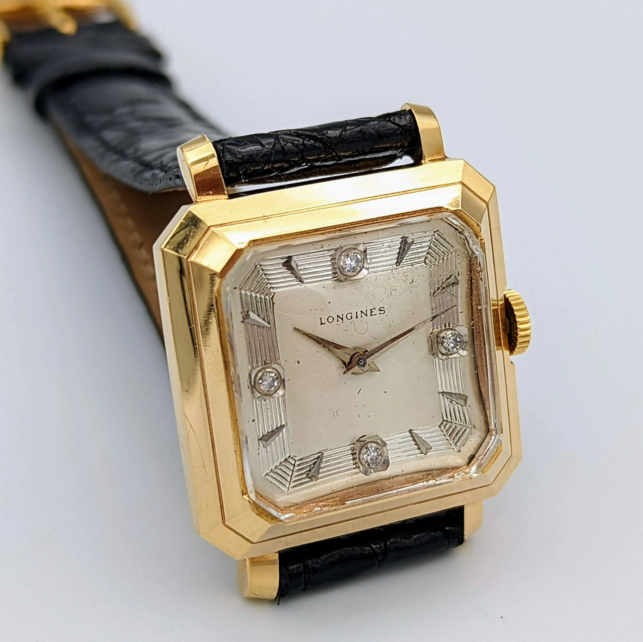 LONGINES President Garfield Watch Diamond Dial 14K GOLD Cal. 23Z Wristwatch - Image 12