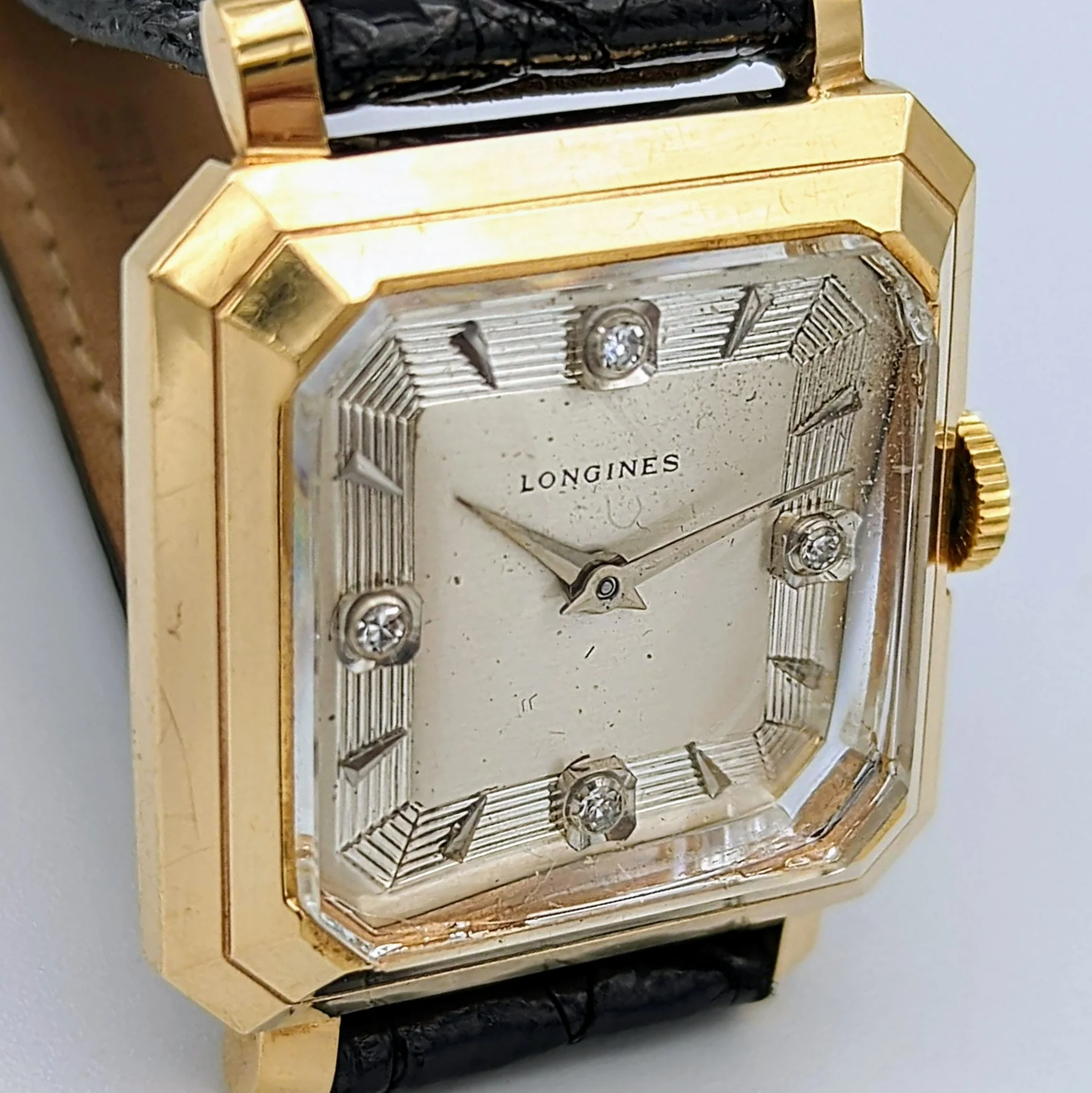 LONGINES President Garfield Watch Diamond Dial 14K GOLD Cal. 23Z Wristwatch - Image 13