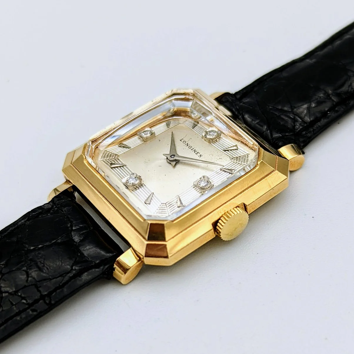 LONGINES President Garfield Watch Diamond Dial 14K GOLD Cal. 23Z Wristwatch - Image 14