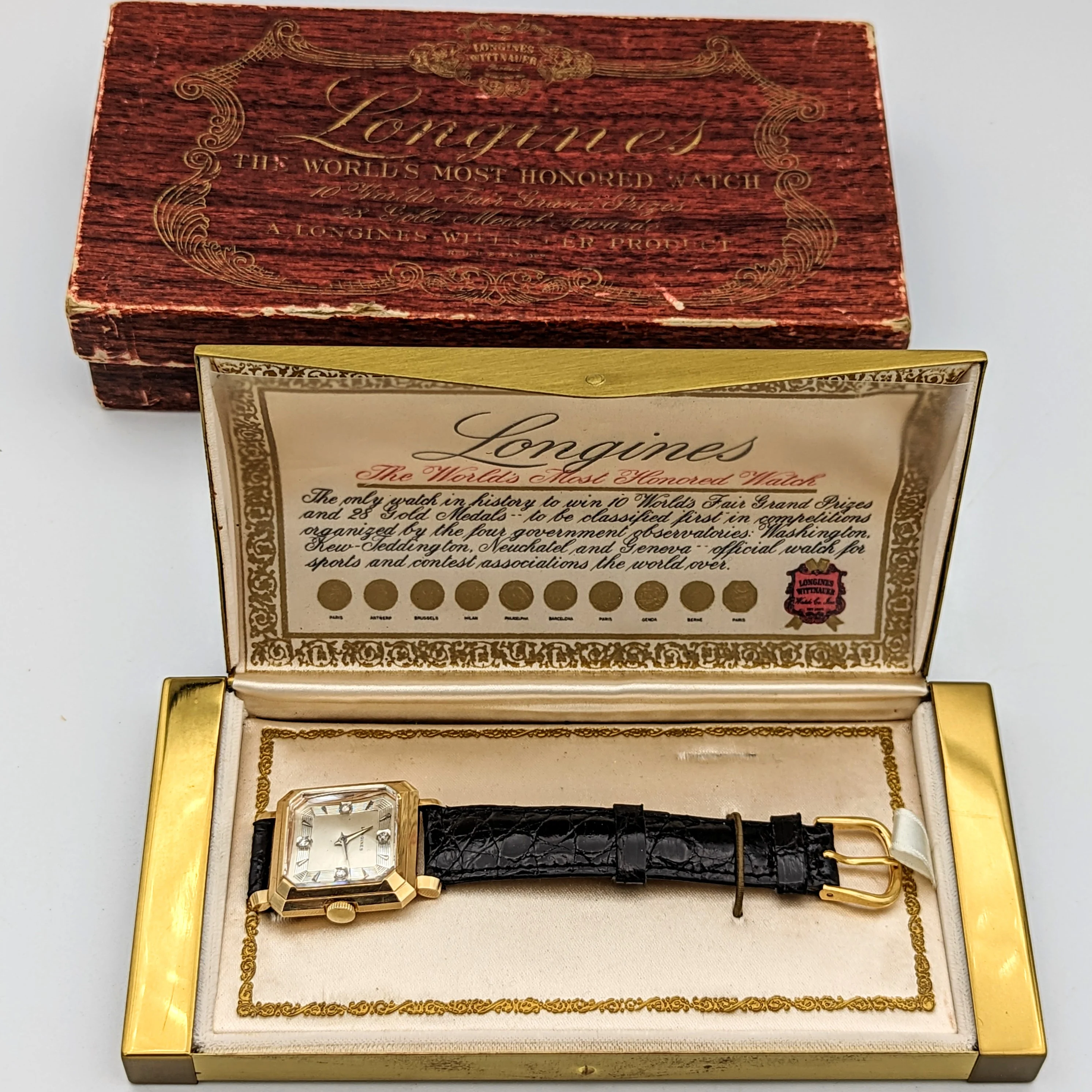 LONGINES President Garfield Watch Diamond Dial 14K GOLD Cal. 23Z Wristwatch - Image 4