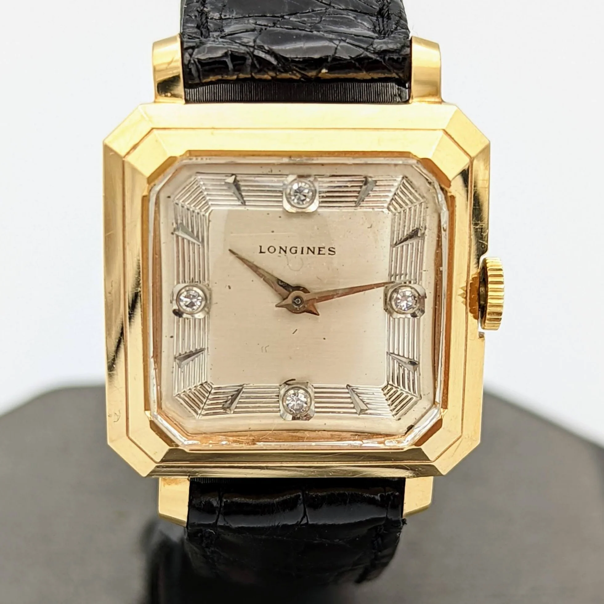 LONGINES President Garfield Watch Diamond Dial 14K GOLD Cal. 23Z Wristwatch - Image 5