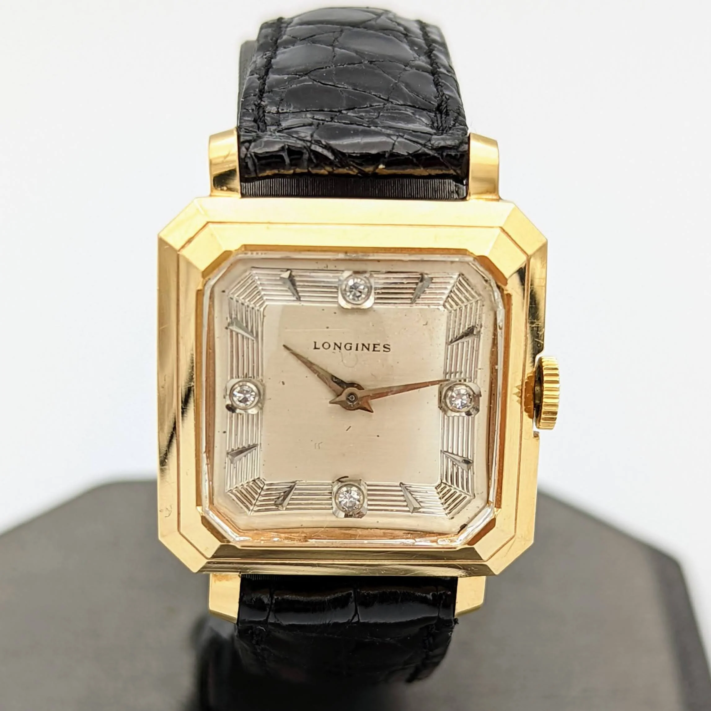 LONGINES President Garfield Watch Diamond Dial 14K GOLD Cal. 23Z Wristwatch - Image 6