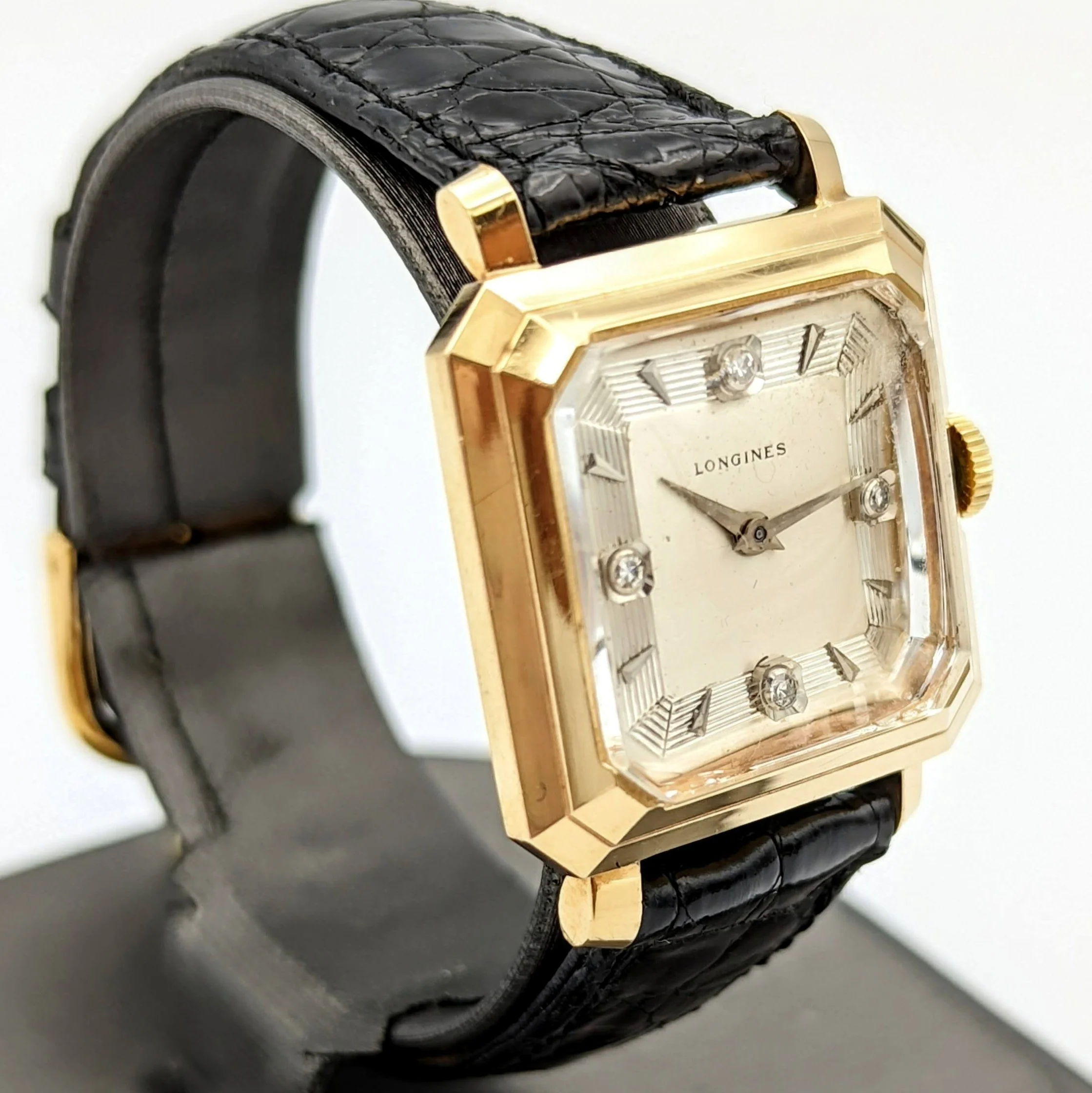 LONGINES President Garfield Watch Diamond Dial 14K GOLD Cal. 23Z Wristwatch - Image 7