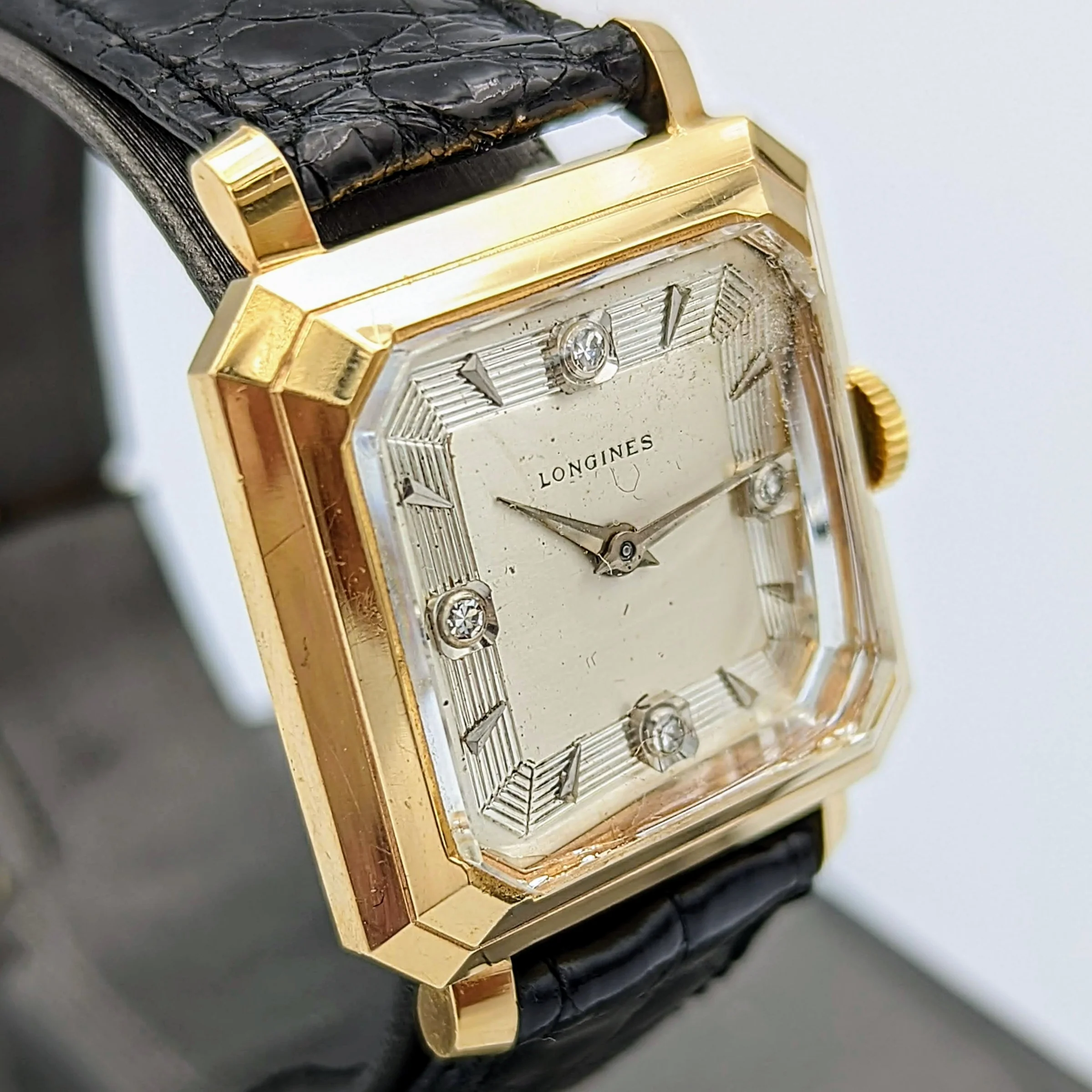 LONGINES President Garfield Watch Diamond Dial 14K GOLD Cal. 23Z Wristwatch - Image 8