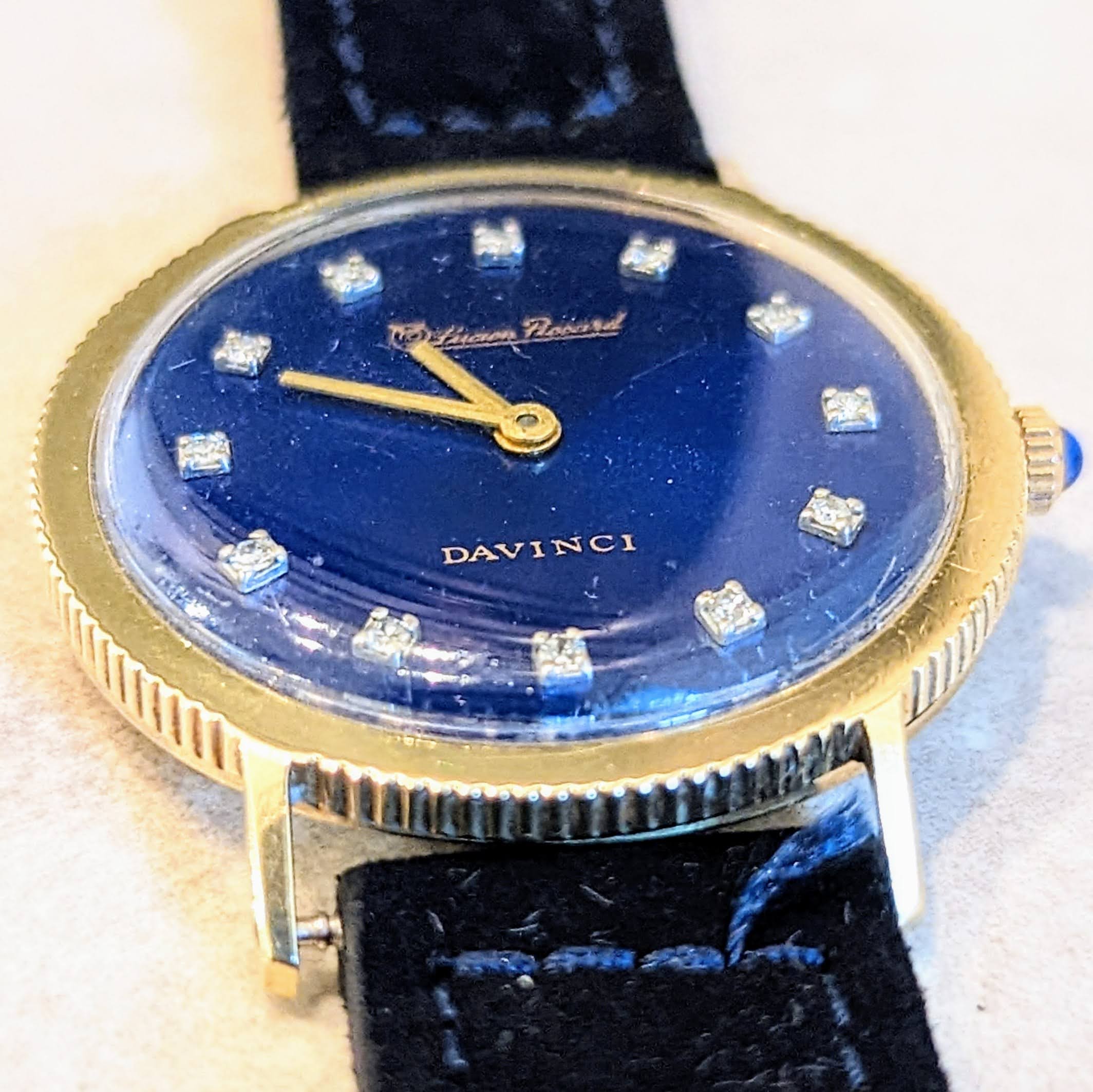 LUCIEN PICCARD Davinci Watch Blue Dial 14K GOLD Mechanical Wristwatch - Image 10