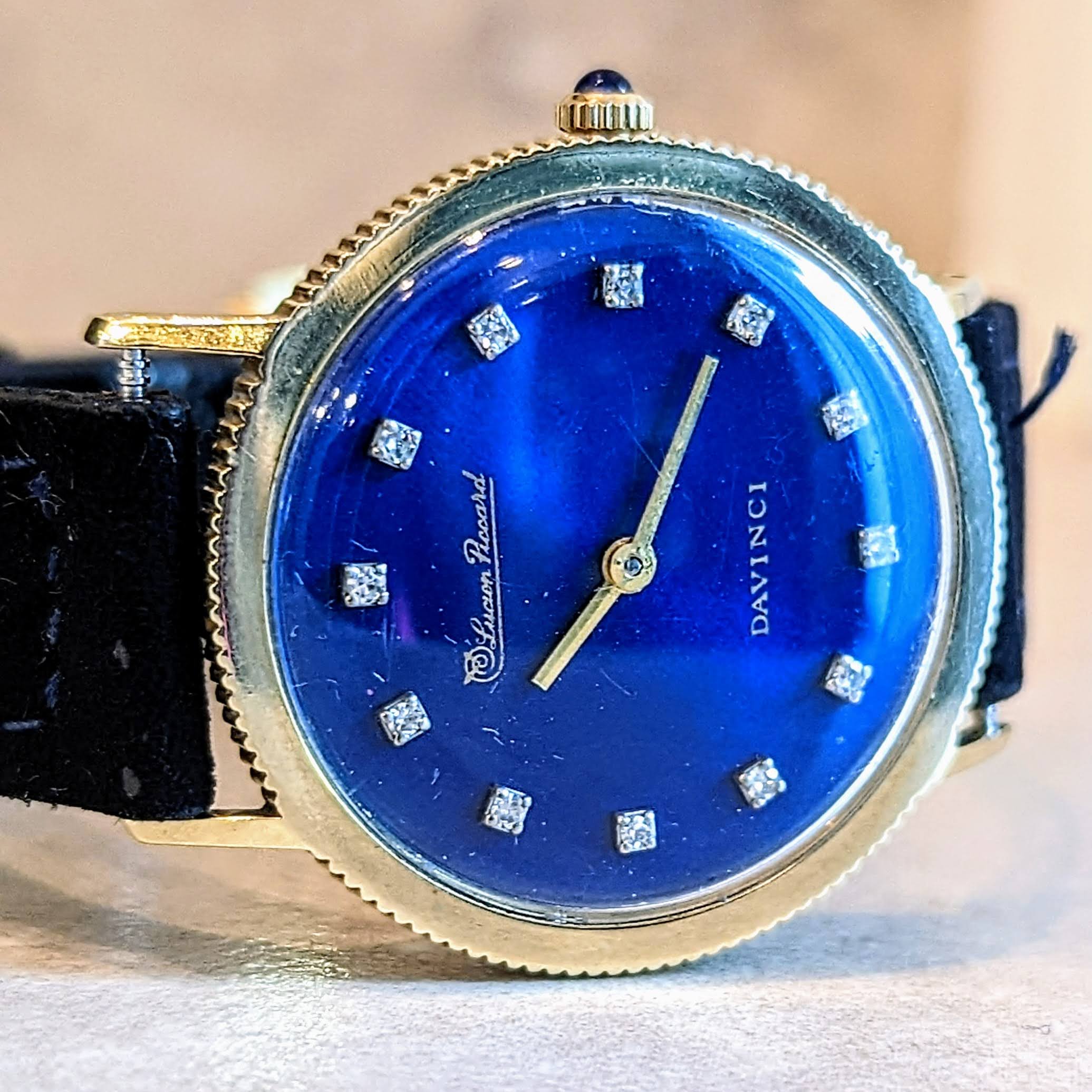 LUCIEN PICCARD Davinci Watch Blue Dial 14K GOLD Mechanical Wristwatch - Image 11