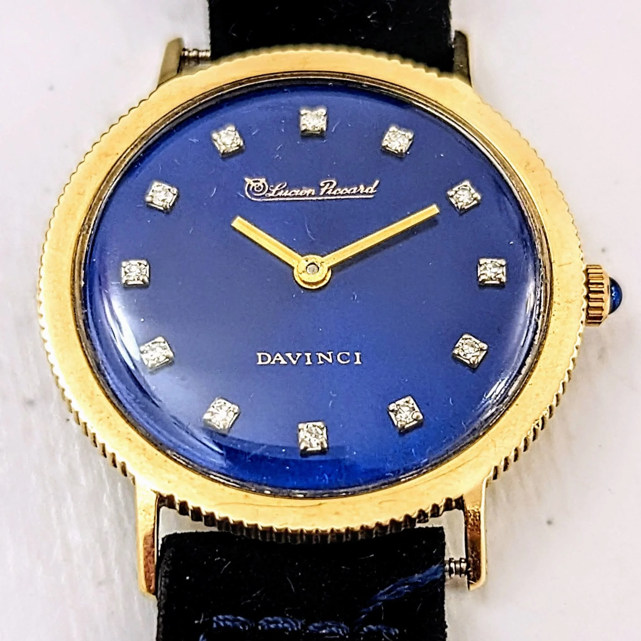 LUCIEN PICCARD Davinci Watch Blue Dial 14K GOLD Mechanical Wristwatch - Image 12