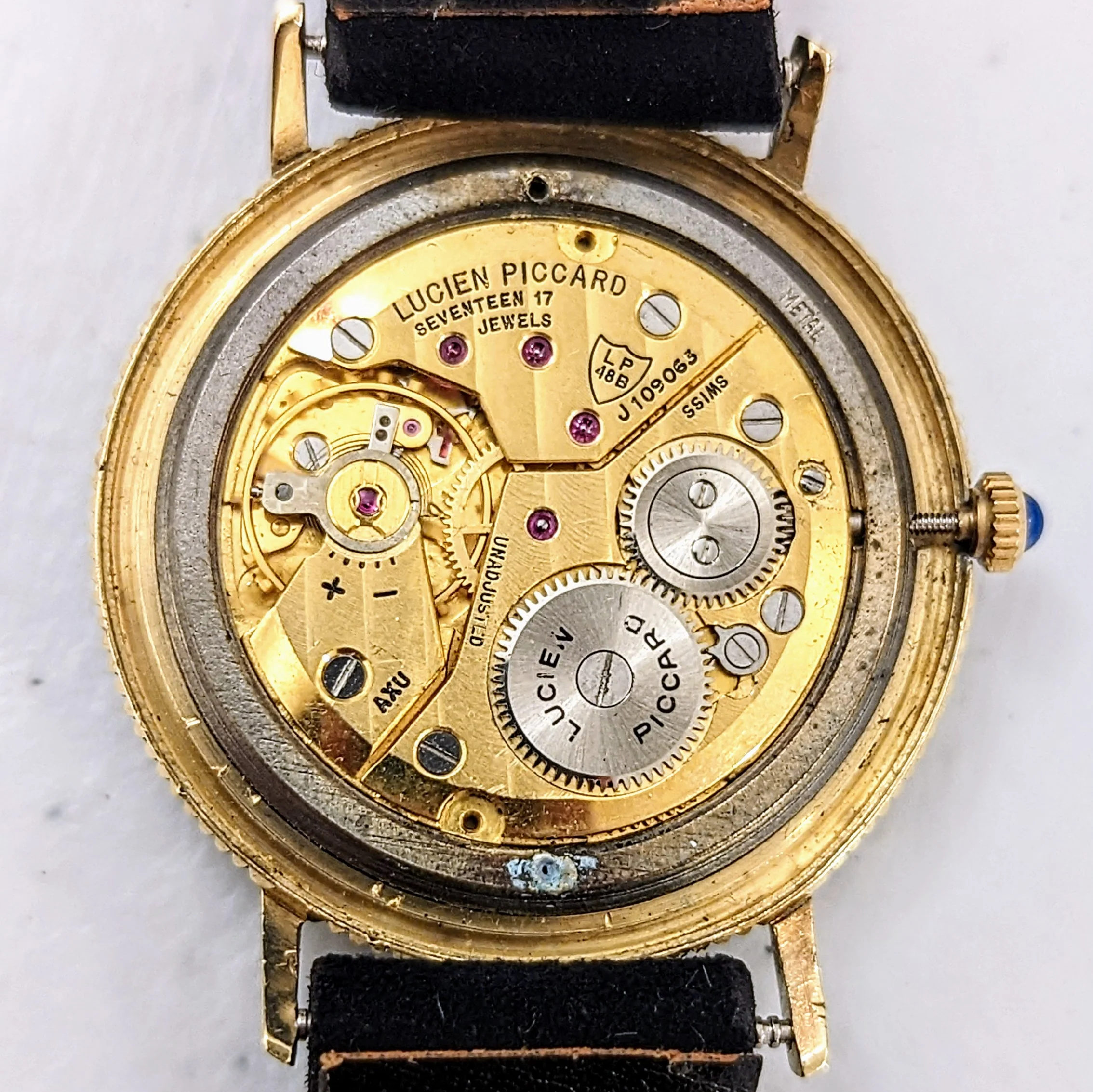 LUCIEN PICCARD Davinci Watch Blue Dial 14K GOLD Mechanical Wristwatch - Image 13