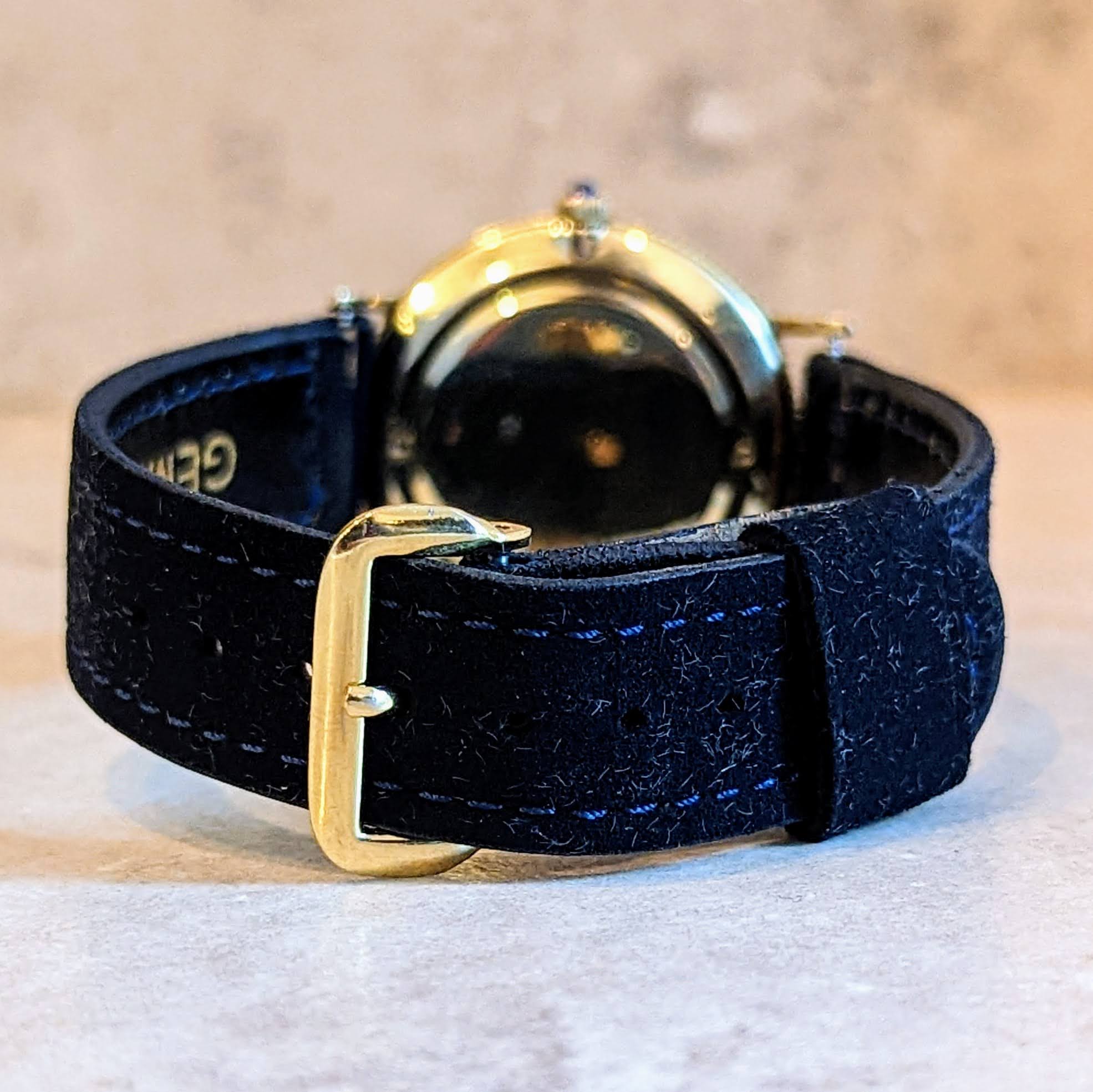 LUCIEN PICCARD Davinci Watch Blue Dial 14K GOLD Mechanical Wristwatch - Image 8