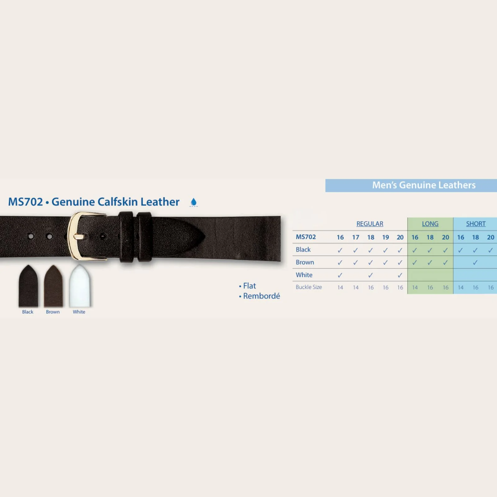 MS702 - Genuine Calfskin Leather - Hadley Roma Watch Strap - Image 11