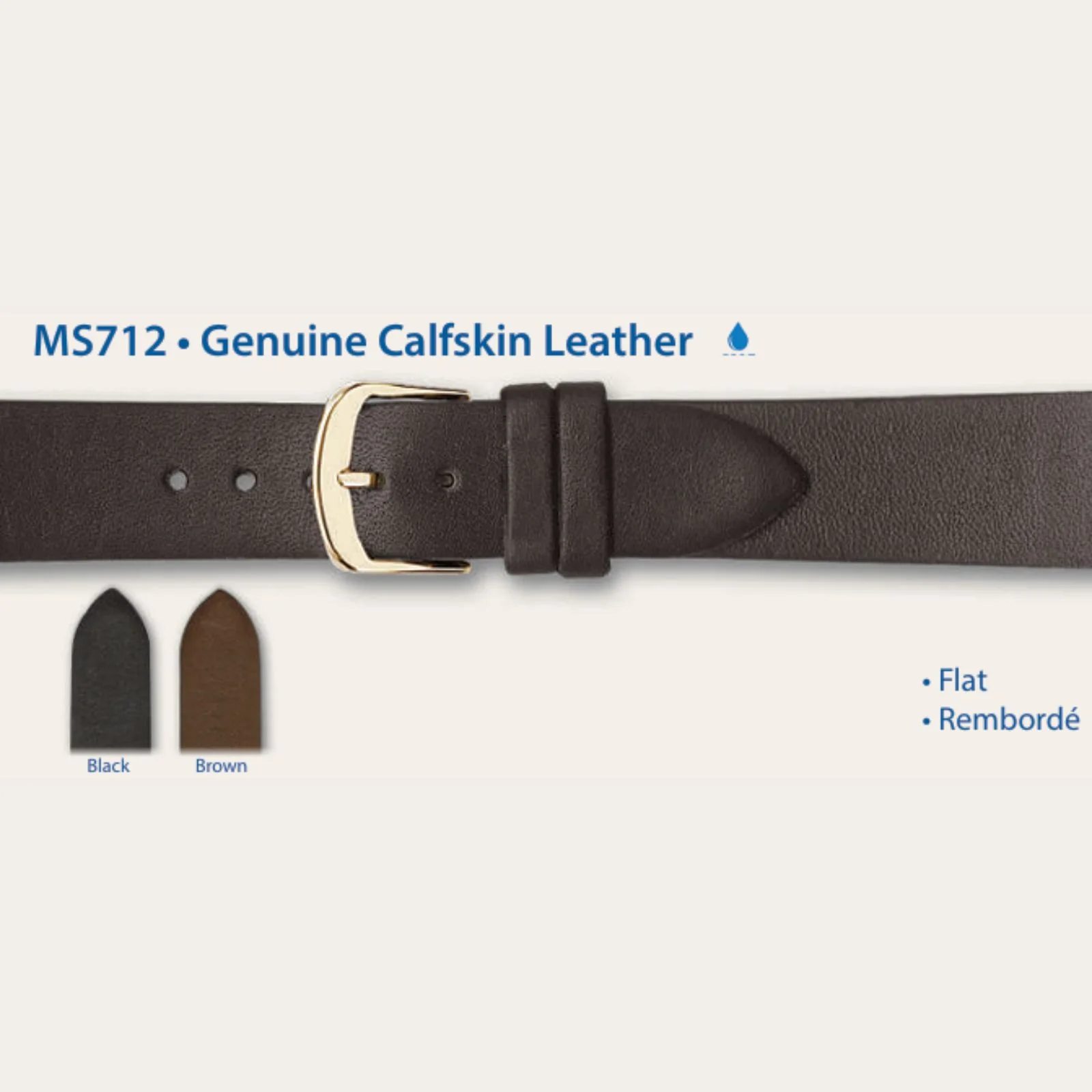 MS712 - Genuine Calfskin Leather - Hadley Roma Watch Strap - Image 4