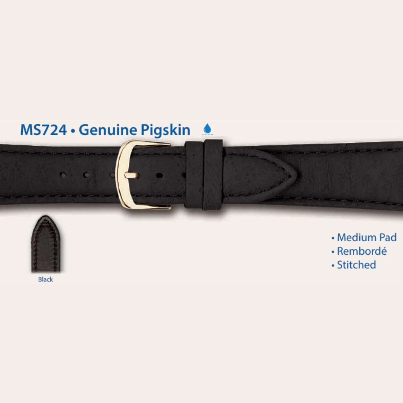 MS724 - Genuine Pigskin - Hadley Roma Watch Strap - Image 5
