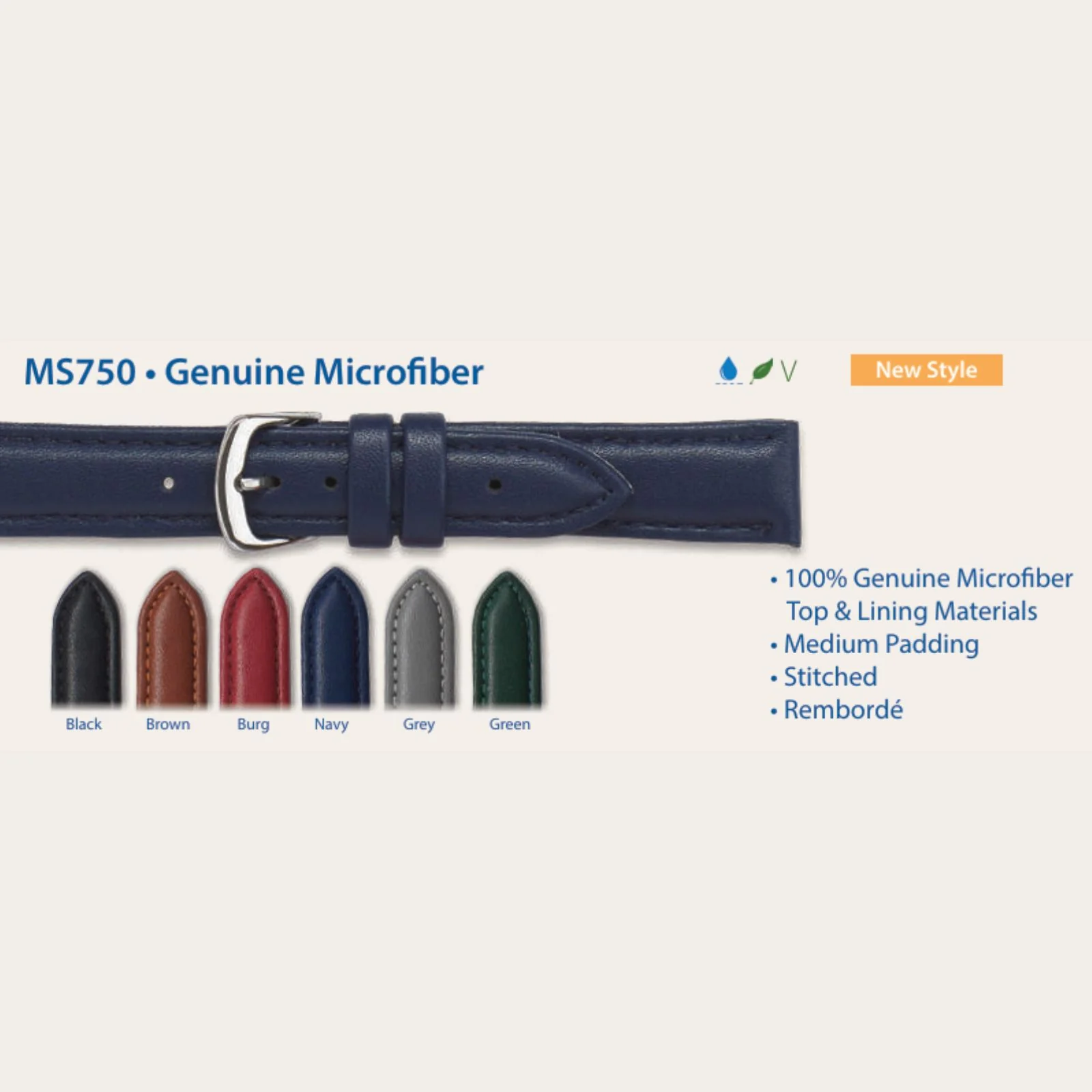 MS750 - Genuine Microfiber - Hadley Roma Watch Strap - Image 8